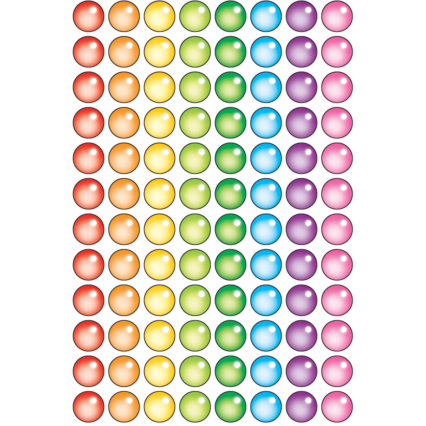 Rainbow Gel superSpots® Stickers, 800 Per Pack, 6 Packs