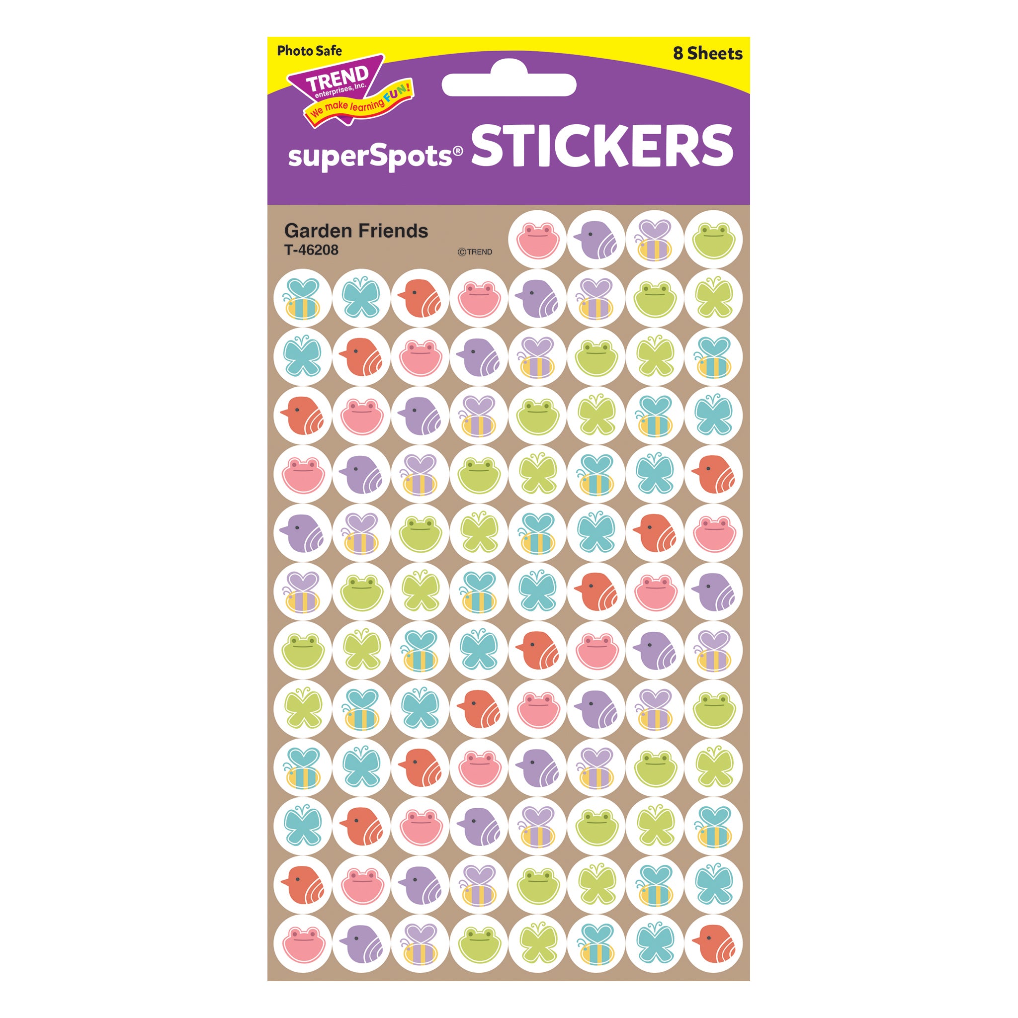 Garden Friends superSpots® Stickers, 800 Per Pack, 6 Packs