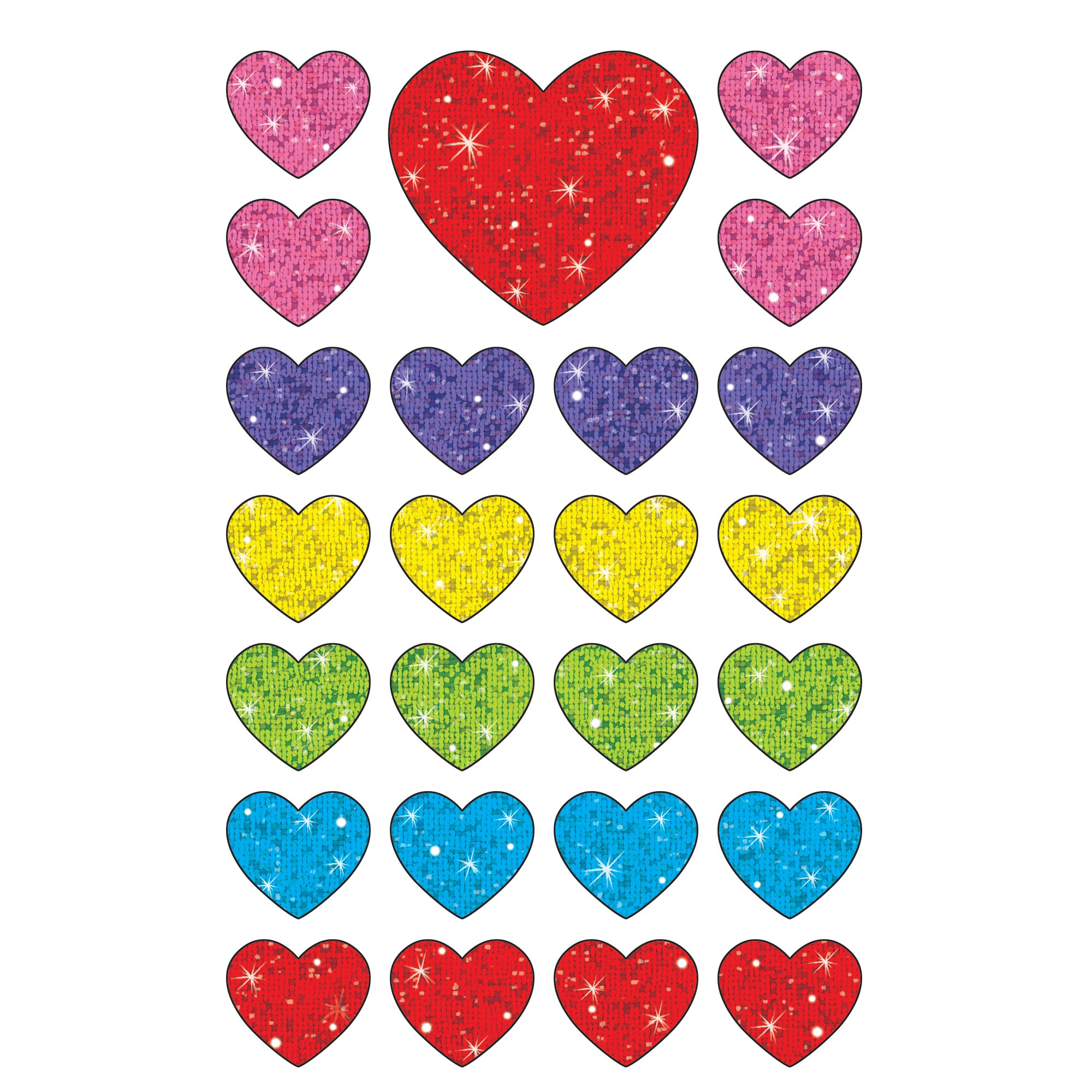 Sparkle Hearts superShapes Stickers-Sparkle, 100 Per Pack, 6 Packs