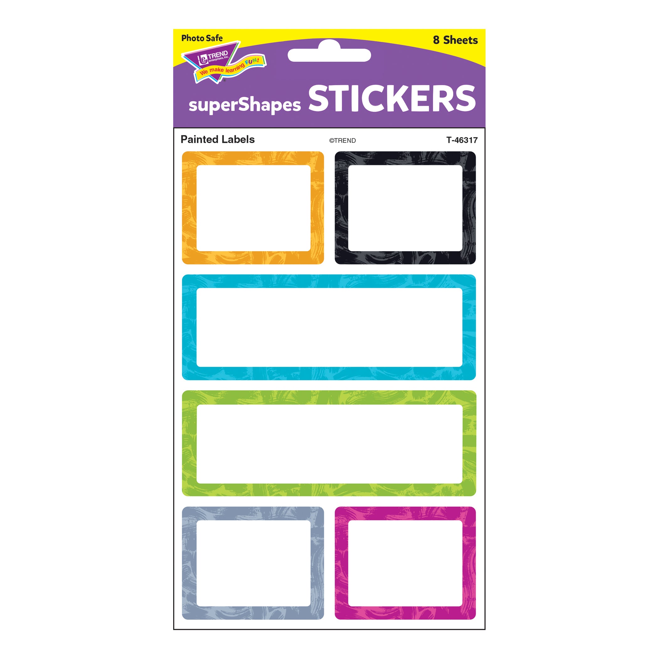 Color Harmony Painted Labels superShapes Stickers - Large, 24 Per Pack, 6 Packs