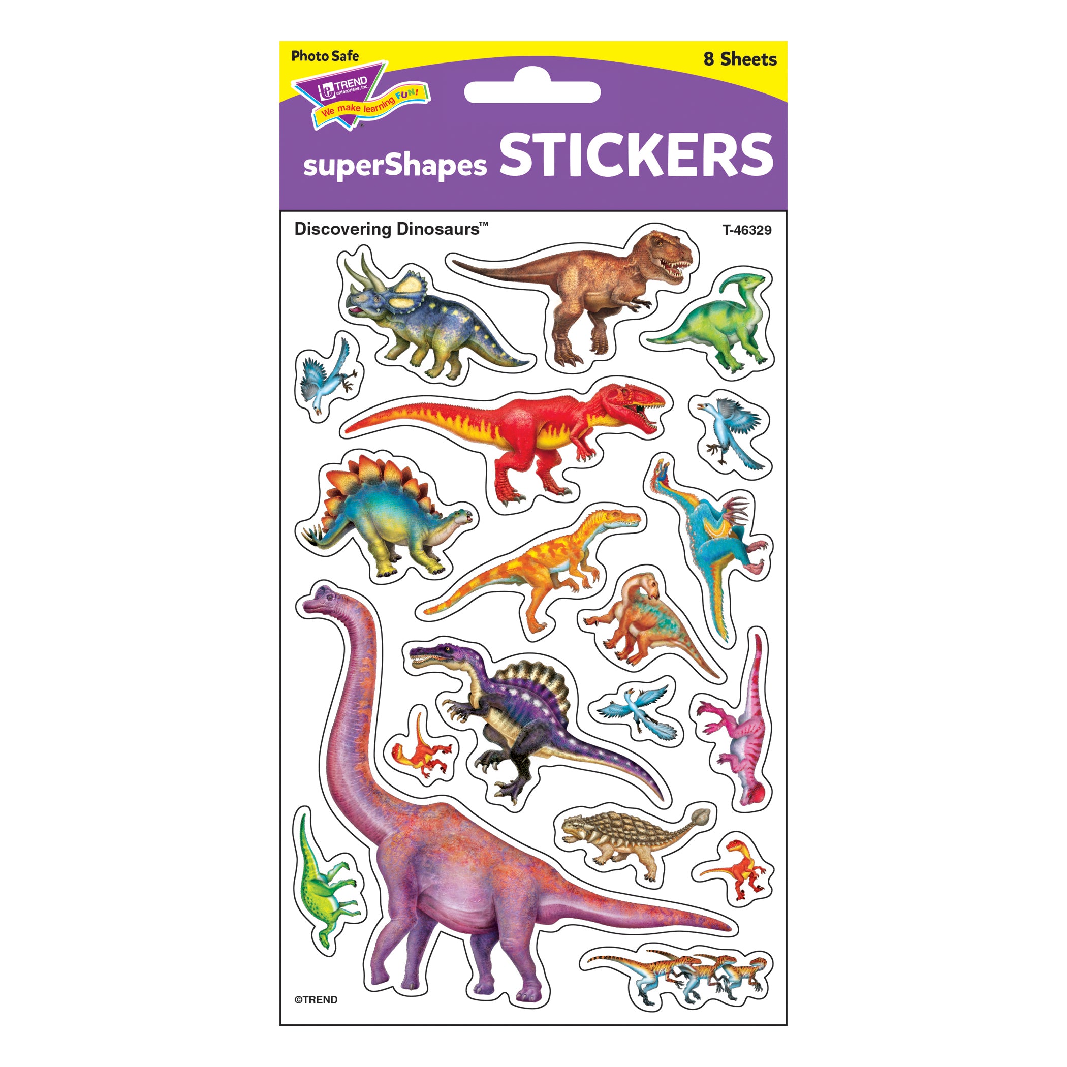 Discovering Dinosaurs® superShapes Stickers-Large, 152 Per Pack, 6 Packs