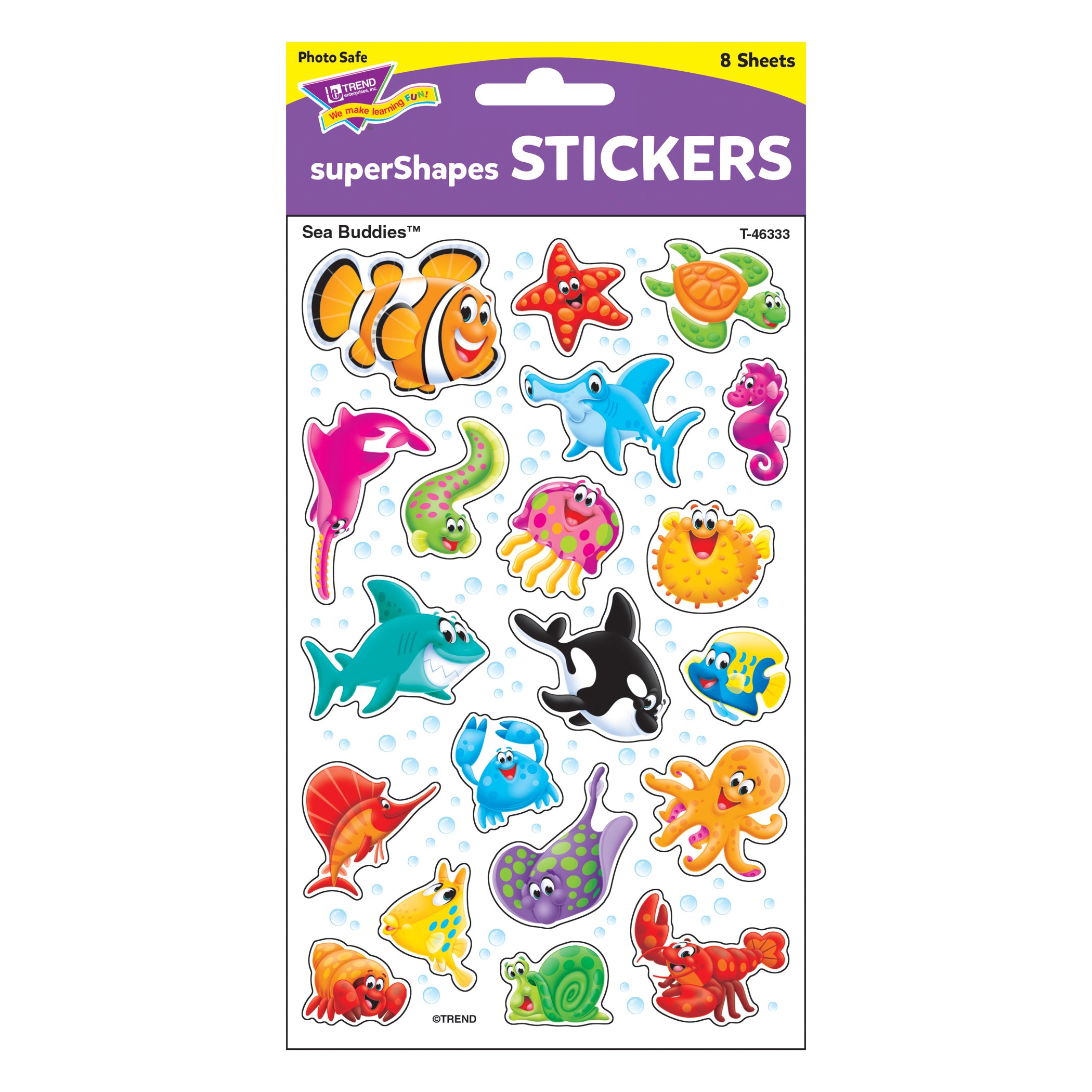 Sea Buddies™ superShapes Stickers-Large, 160 Per Pack, 6 Packs