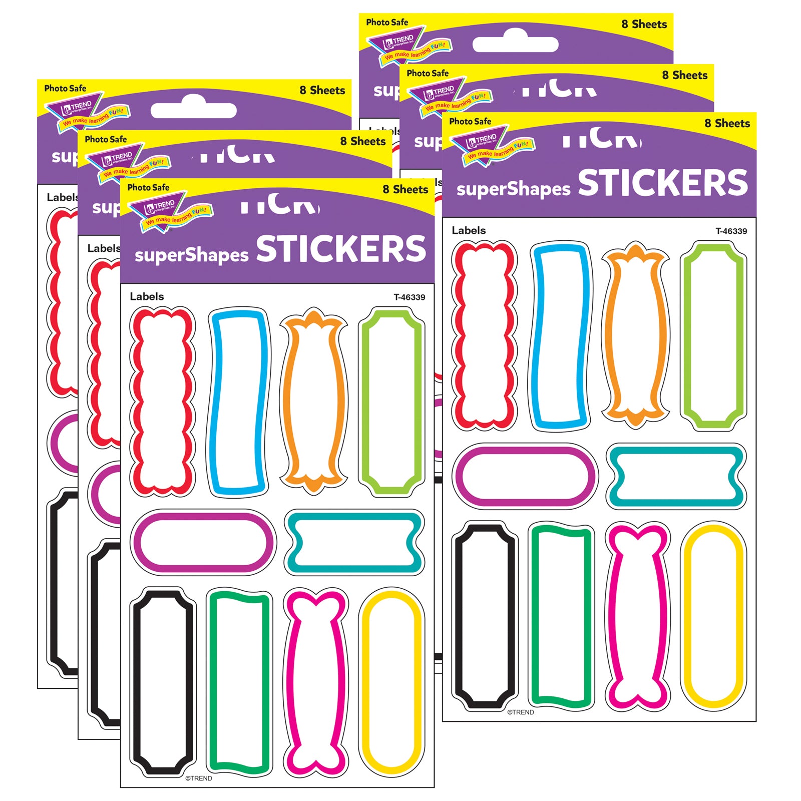 Labels superShapes Stickers-Large, 80 Per Pack, 6 Packs