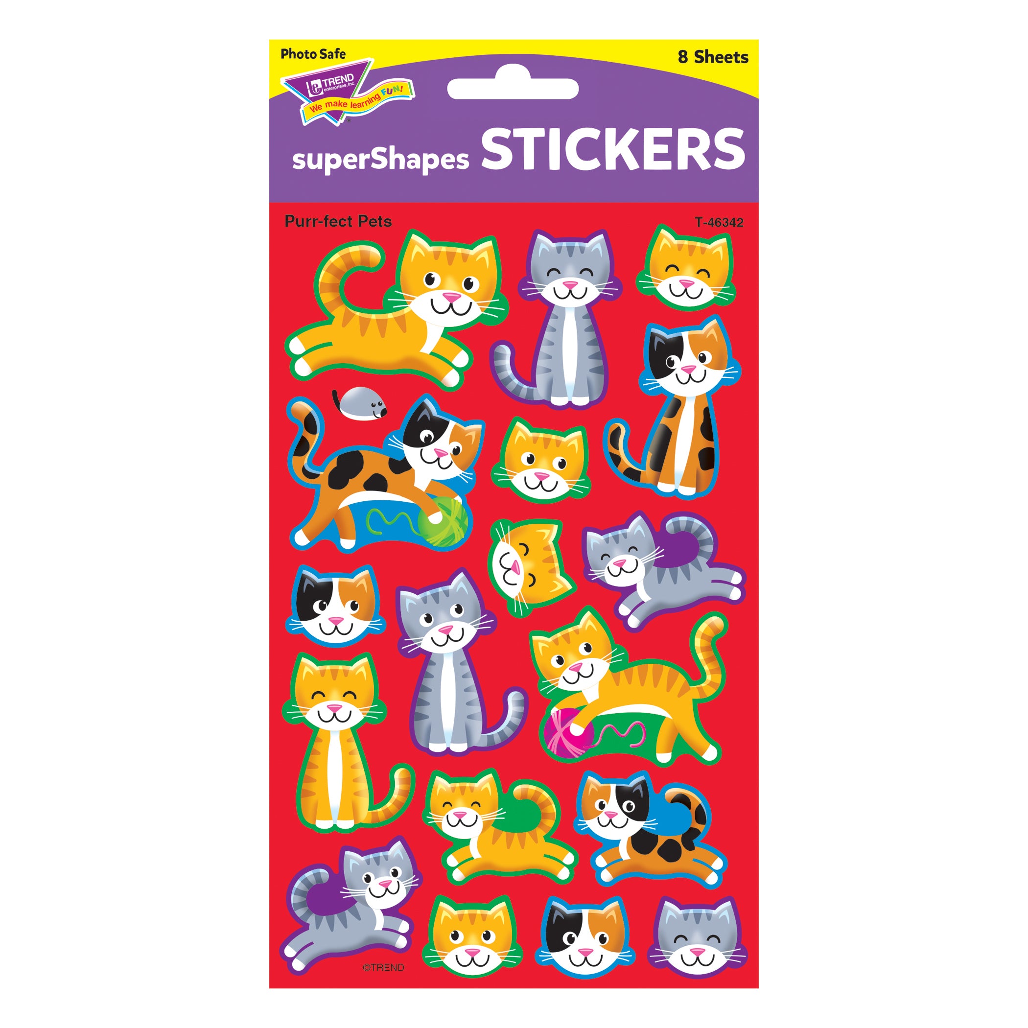 Purr-fect Pets superShapes Stickers-Large, 144 Per Pack, 6 Packs