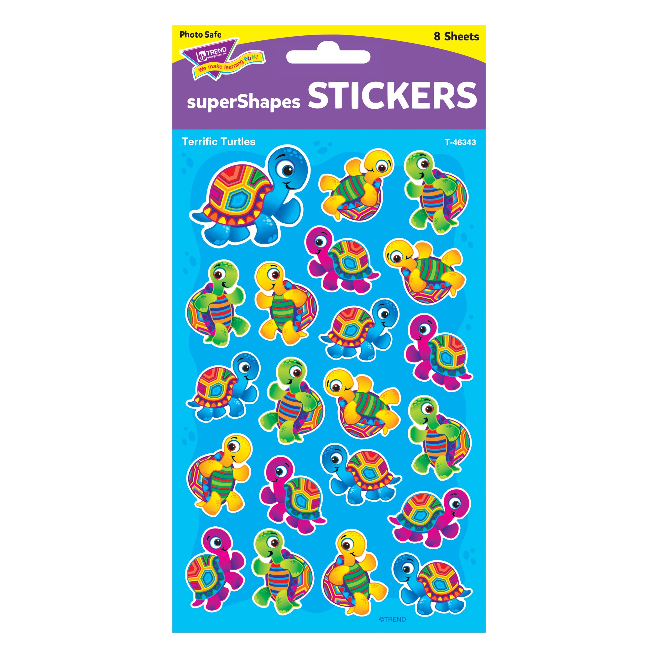 Terrific Turtles superShapes Stickers-Large, 168 Per Pack, 6 Packs