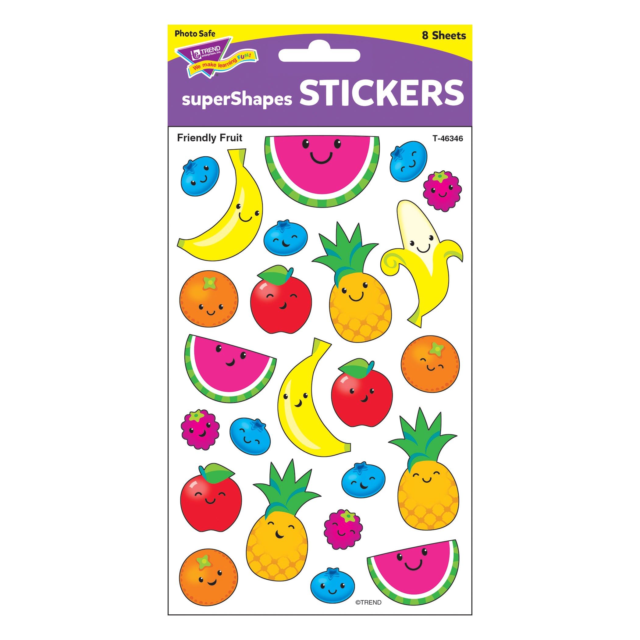 Friendly Fruit superShapes Stickers-Large, 192 Per Pack, 6 Packs