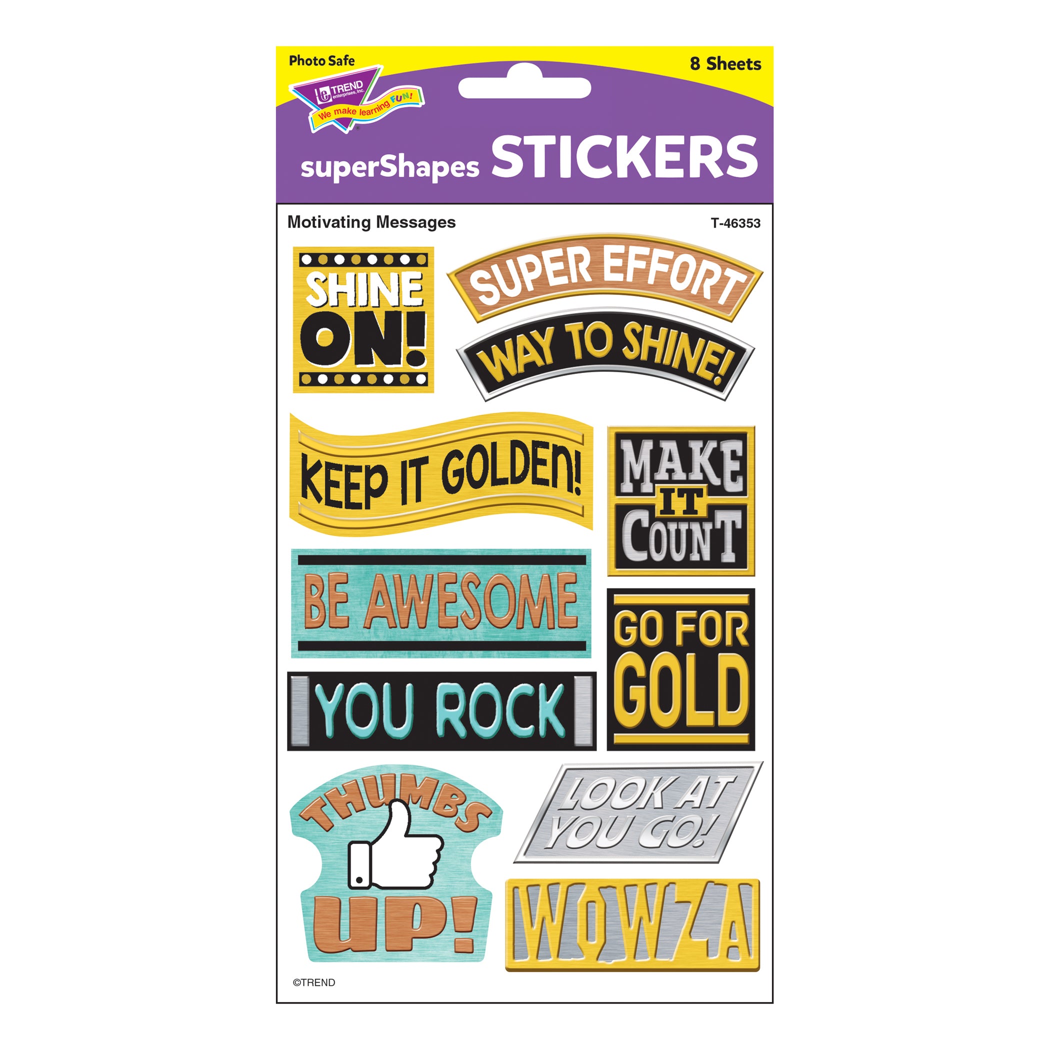 I ♥ Metal Motivating Messages superShapes Stickers - Large, 88 Per Pack, 6 Packs