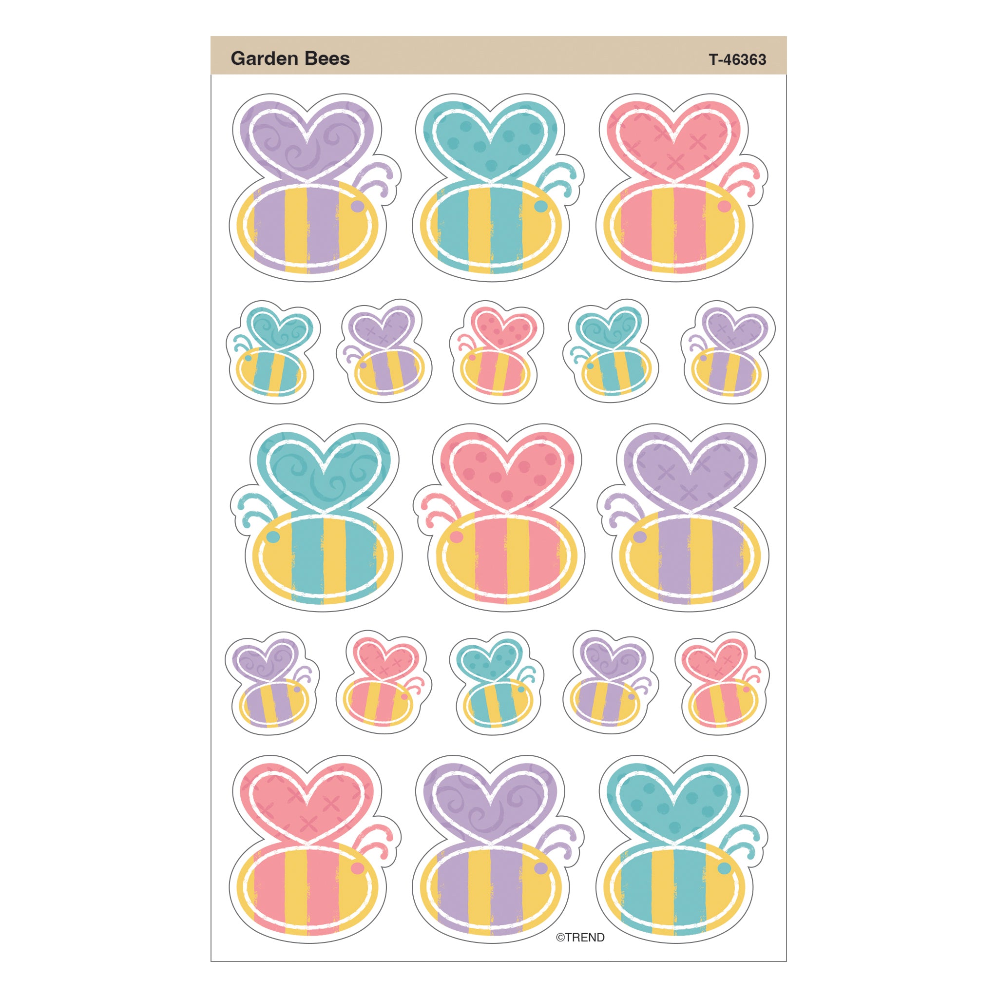 Garden Bees Large superShapes Stickers, 152 Per Pack, 6 Packs