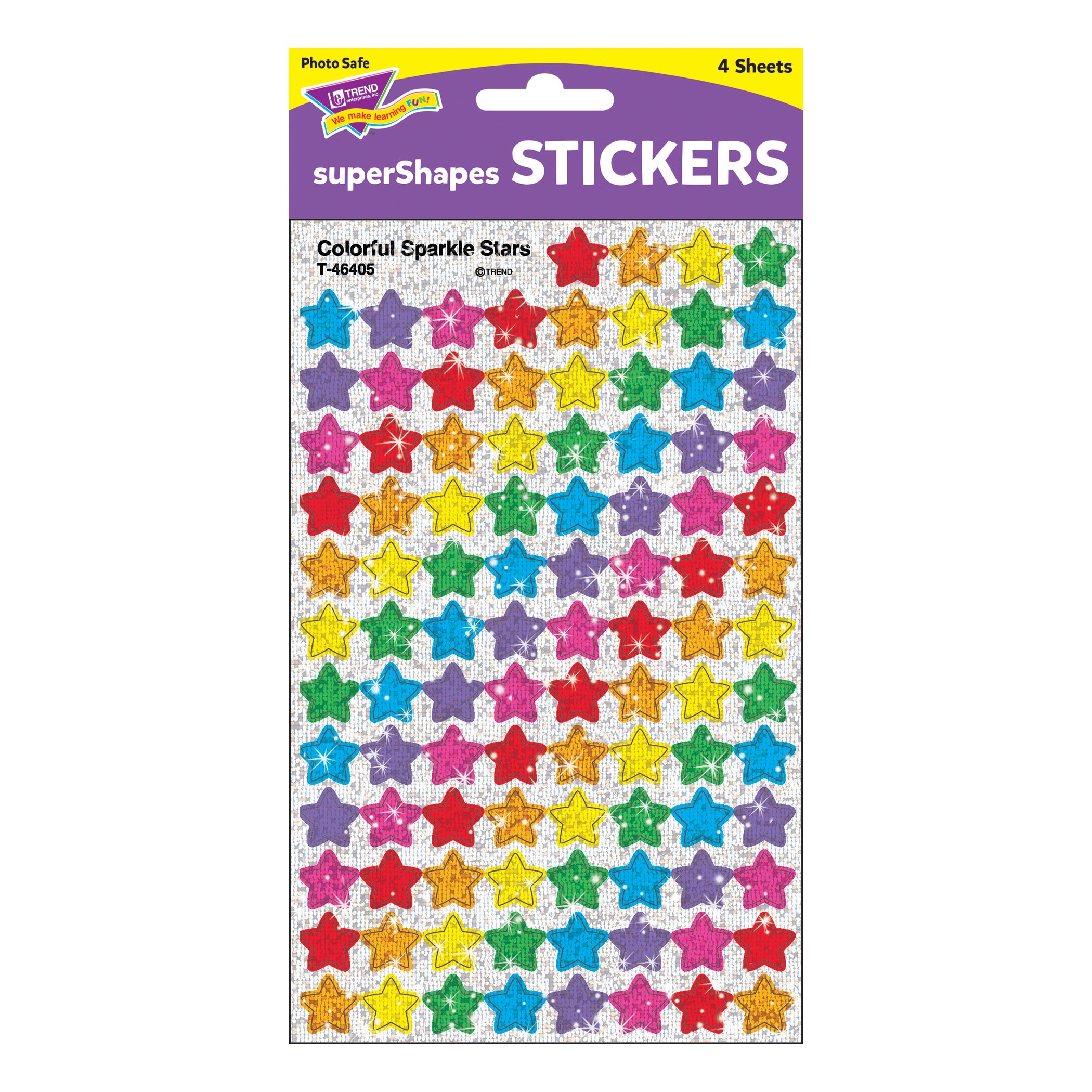 Colorful Sparkle Stars superShapes Stickers, 400 Per Pack, 6 Packs