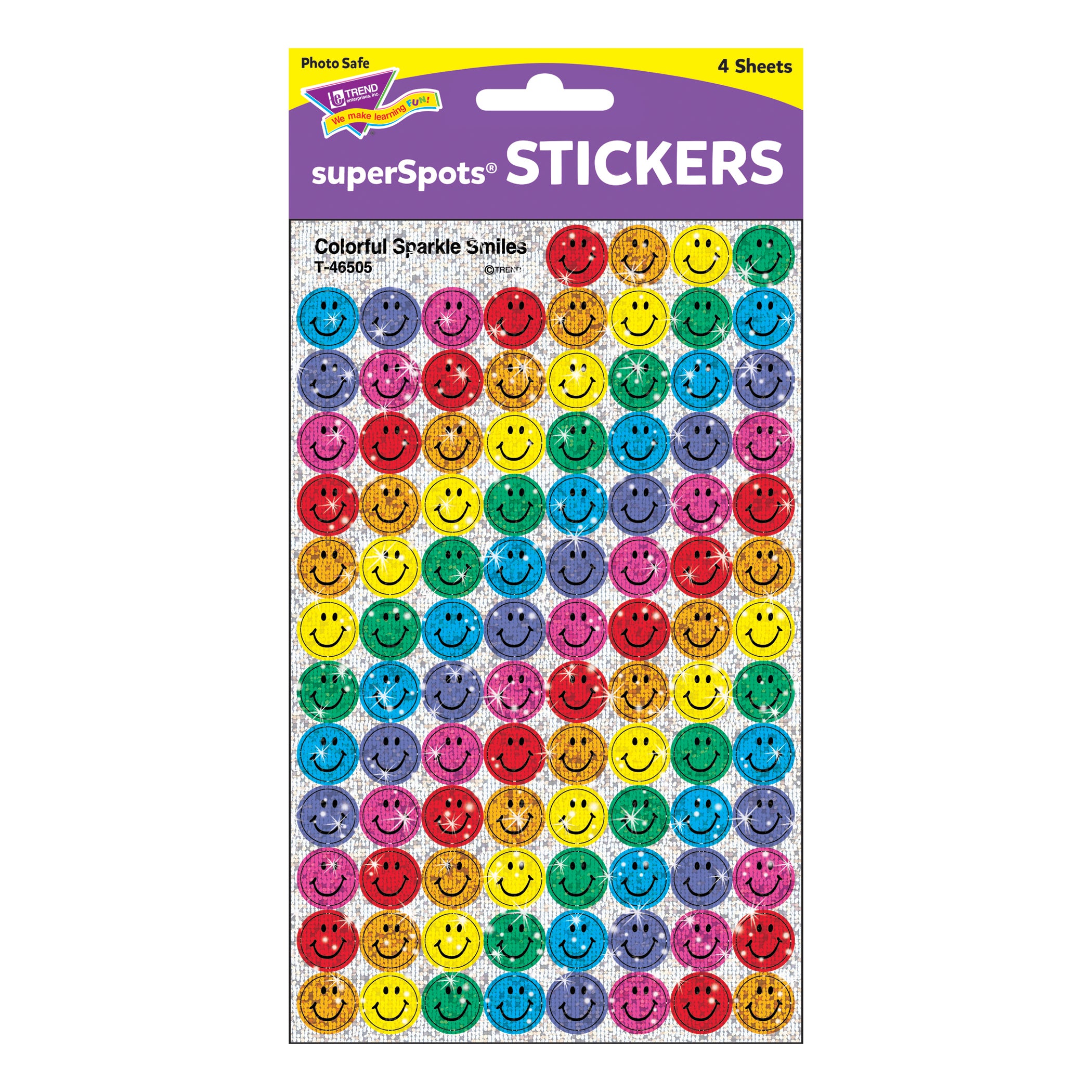 Colorful Smiles superSpots® Stickers-Sparkle, 400 Per Pack, 6 Packs