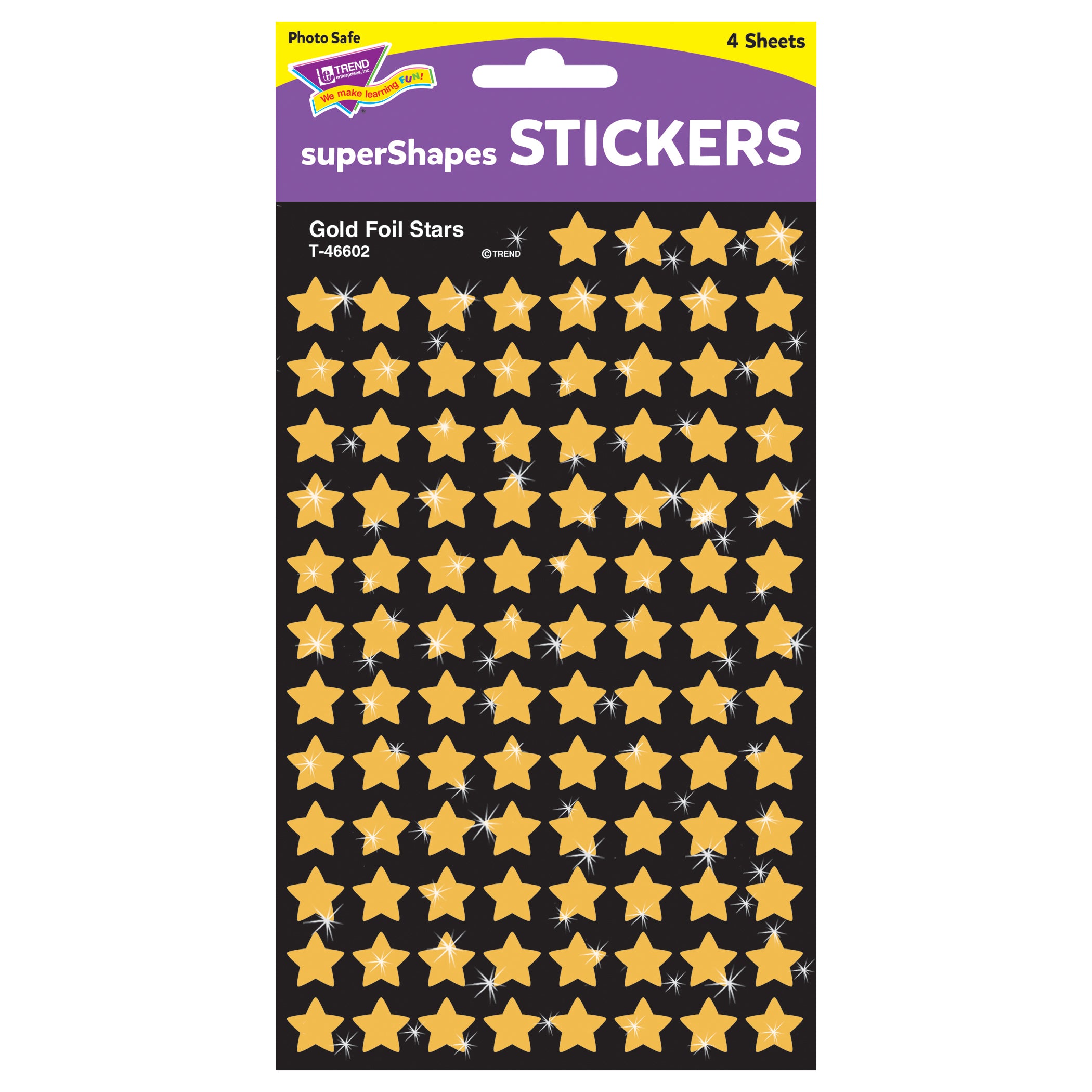 Gold Foil Stars superShapes Stickers, 400 Per Pack, 6 Packs