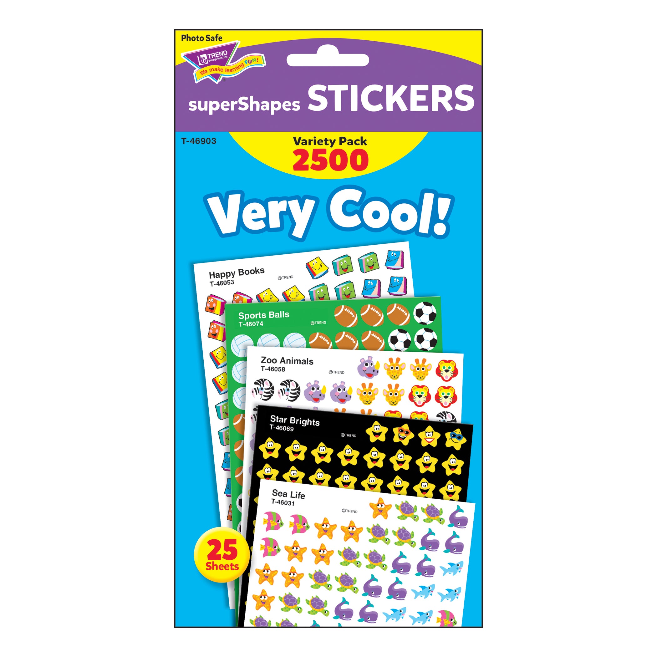 Very Cool! superShapes Stickers Variety Pack, 2500 Per Pack, 3 Packs