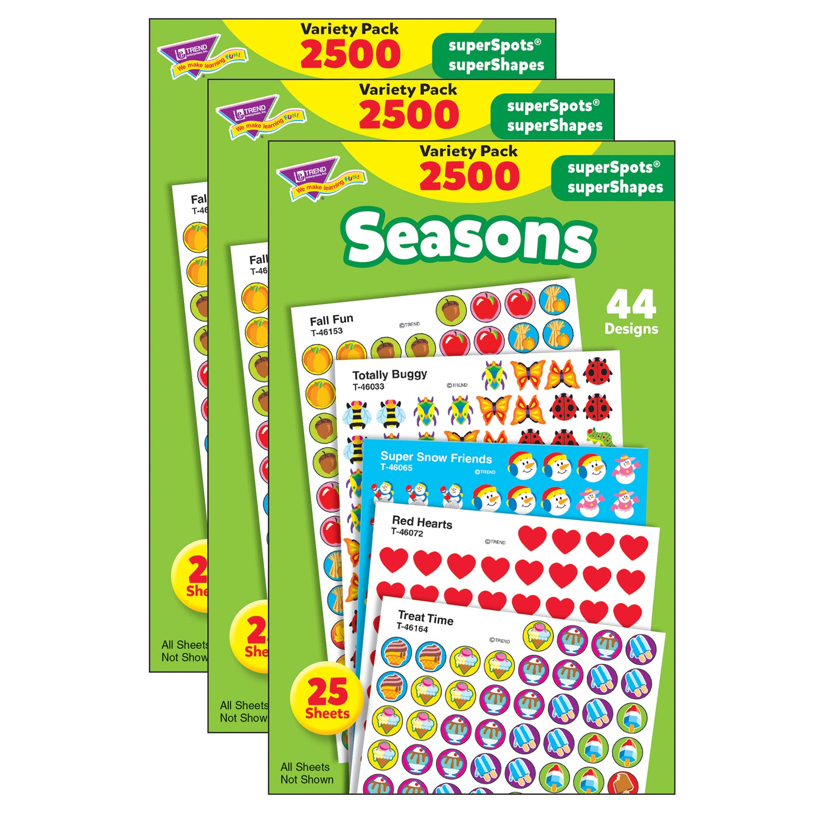 Seasons superSpots®/superShapes Variety Pack, 2500 Per Pack, 3 Packs