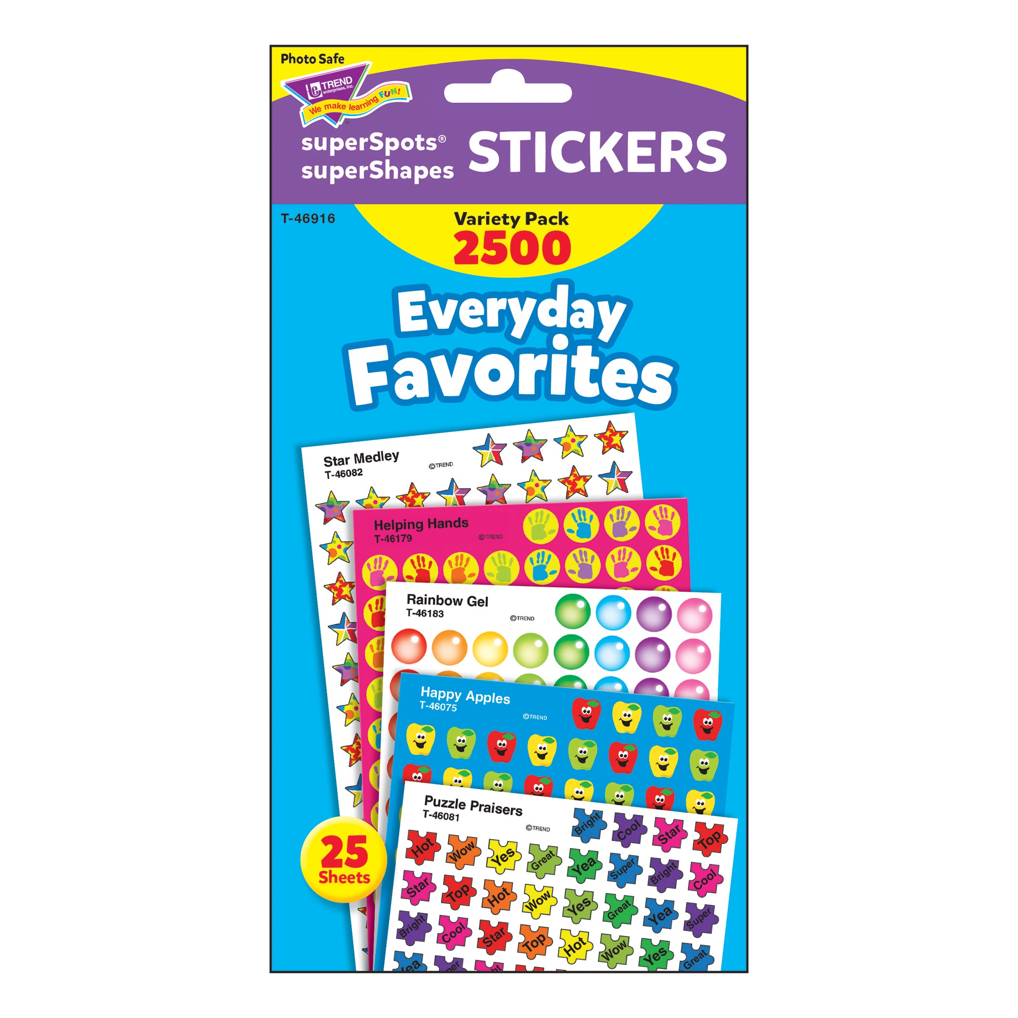 Everyday Favorites superSpots®/superShapes Variety Pack, 2500 Per Pack, 3 Packs