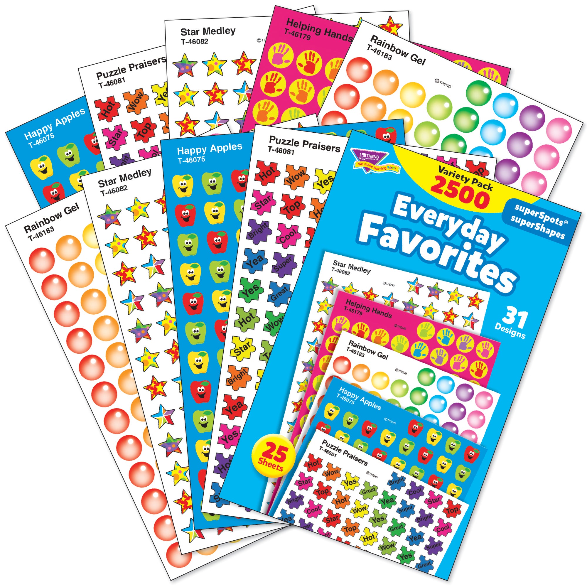 Everyday Favorites superSpots®/superShapes Variety Pack, 2500 Per Pack, 3 Packs