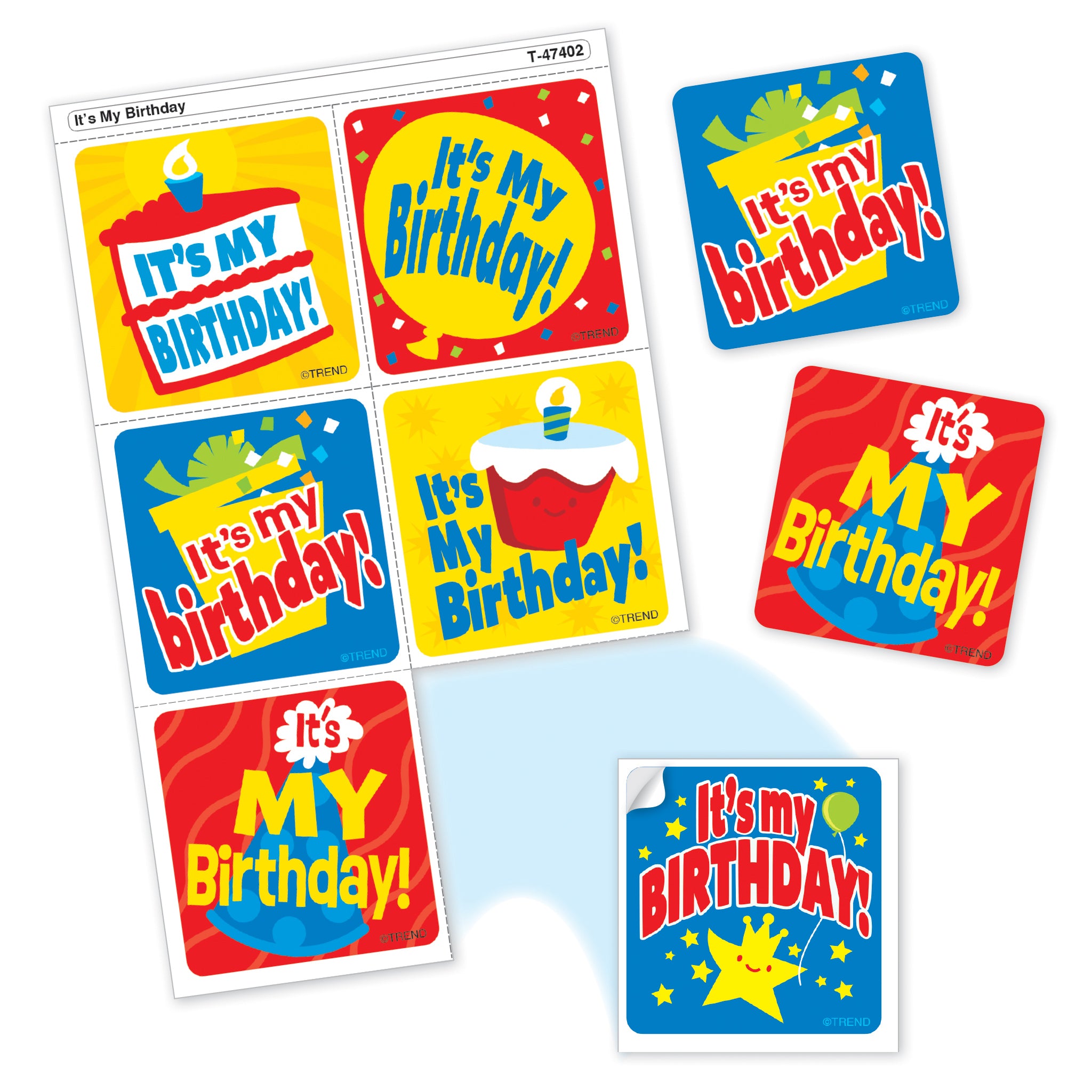 It's My Birthday Tear & Share Stickers®, 30 Per Pack, 6 Packs