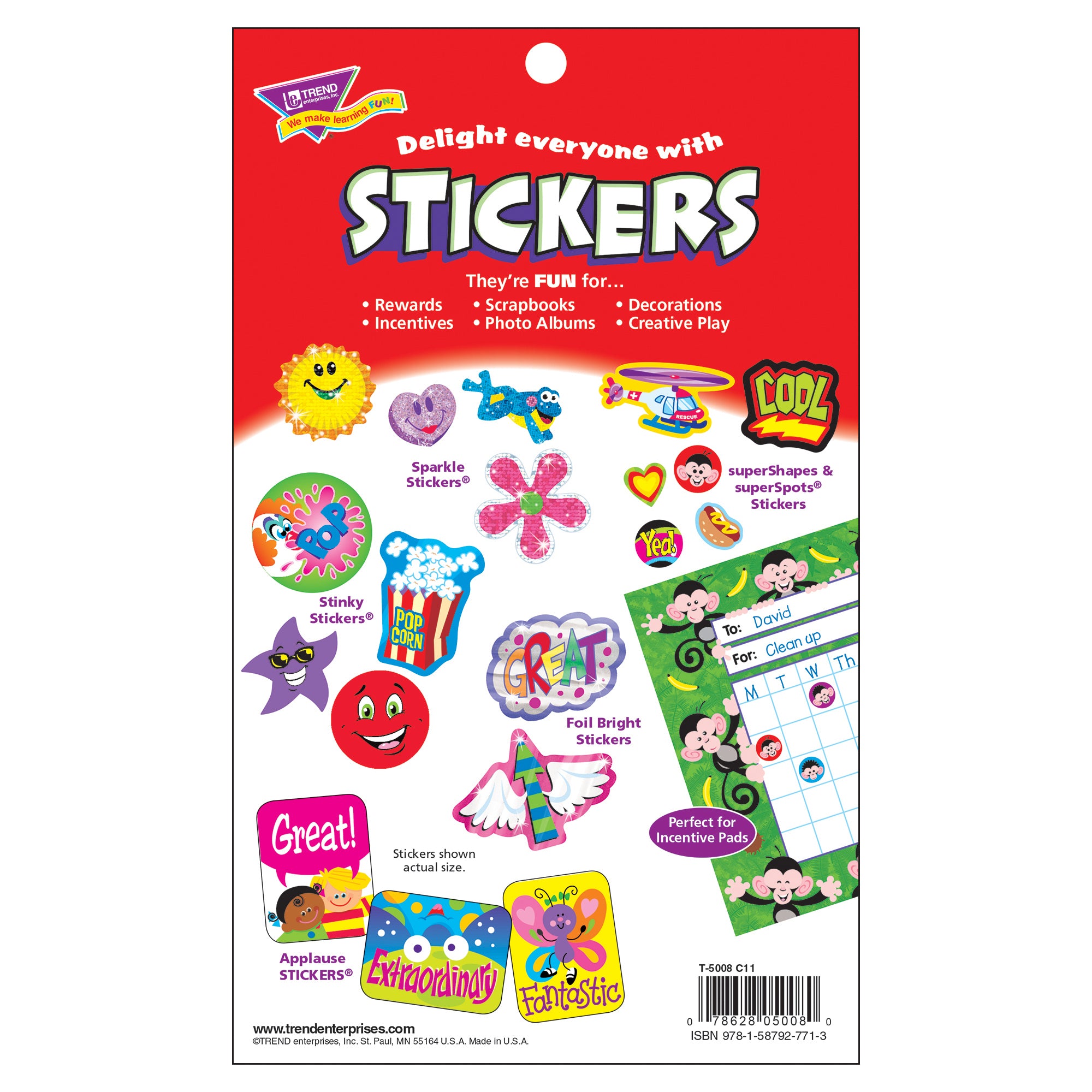 Schooltime Fun Sticker Pad, 738 Sticker Per Pad, Pack of 6