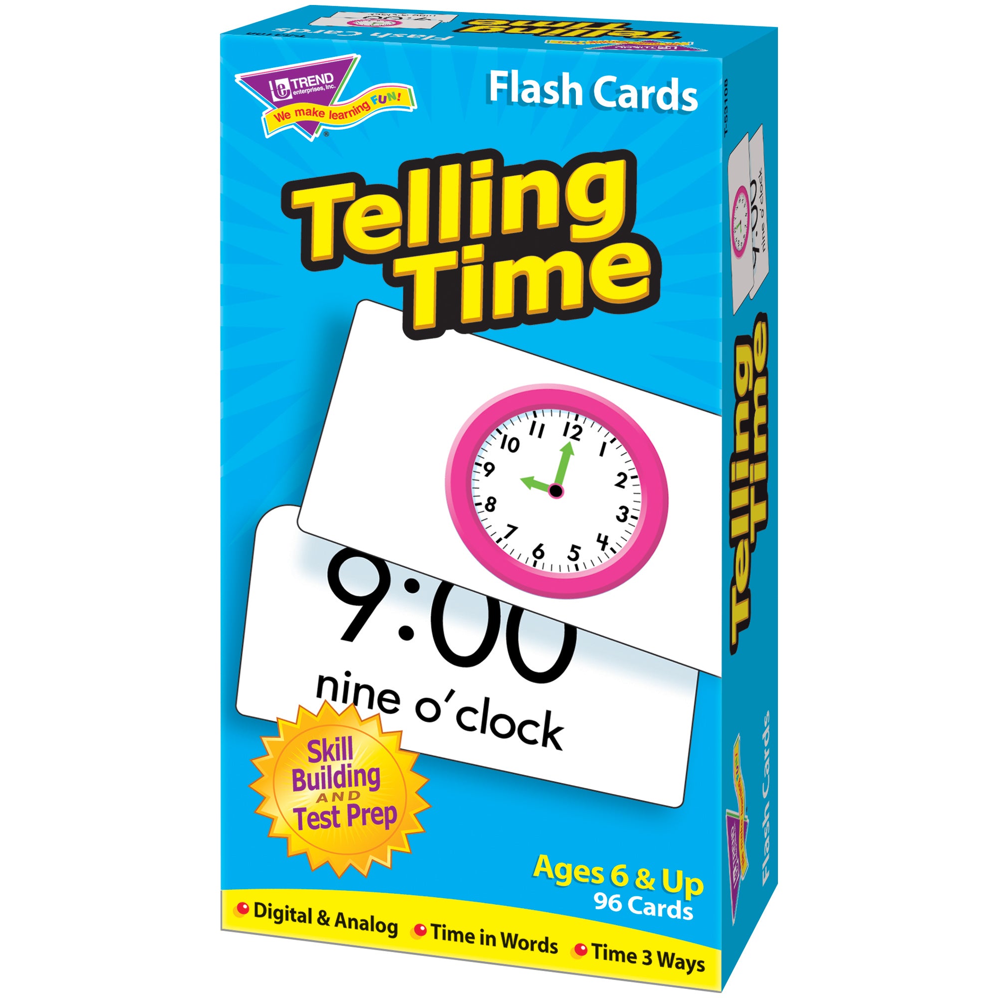 Telling Time Skill Drill Flash Cards, 3 Packs