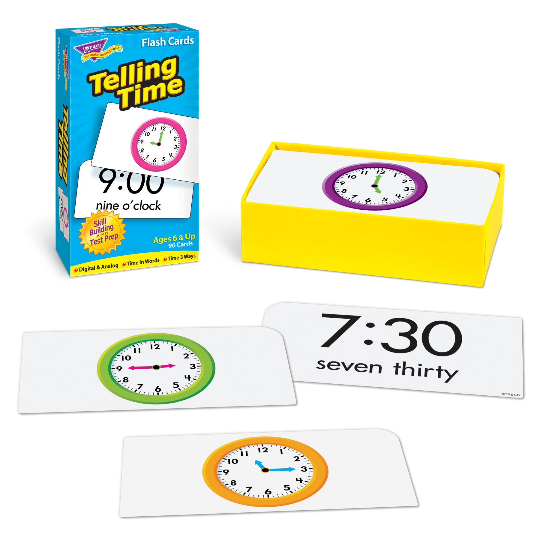 Telling Time Skill Drill Flash Cards, 3 Packs