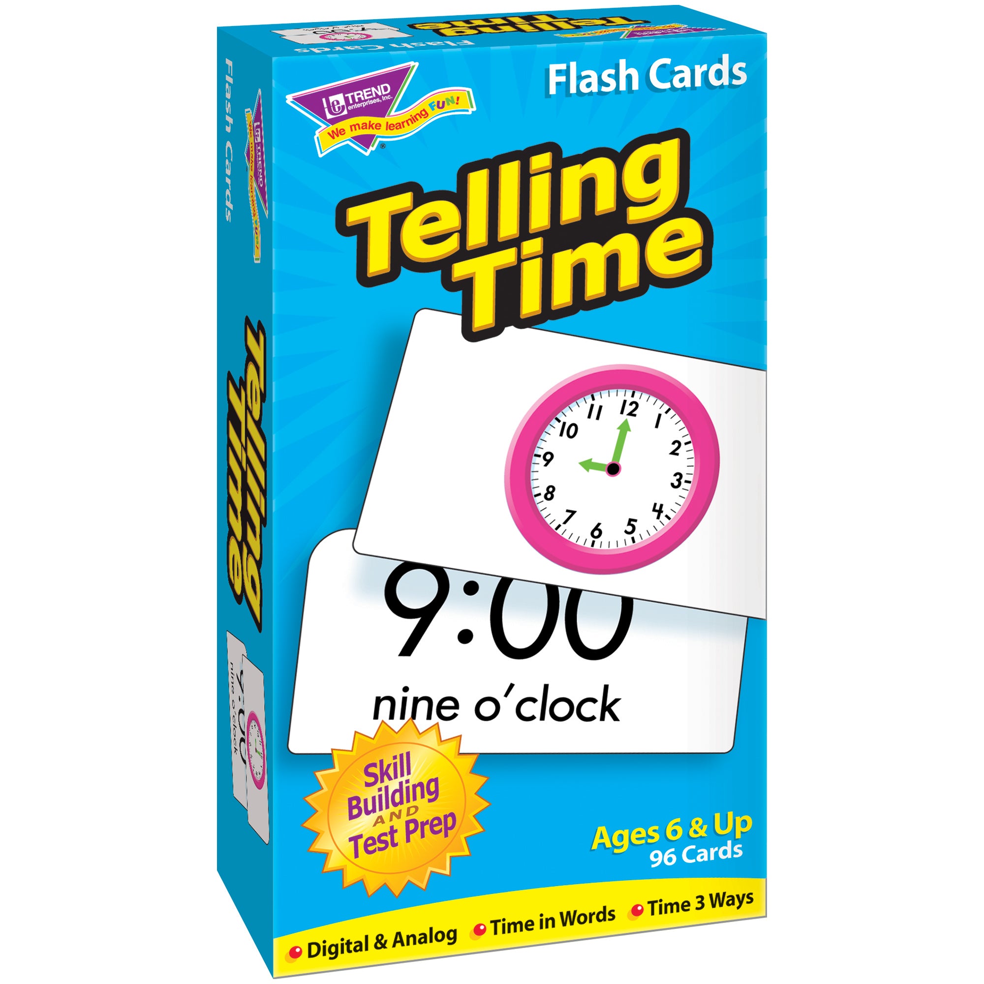 Telling Time Skill Drill Flash Cards, 3 Packs