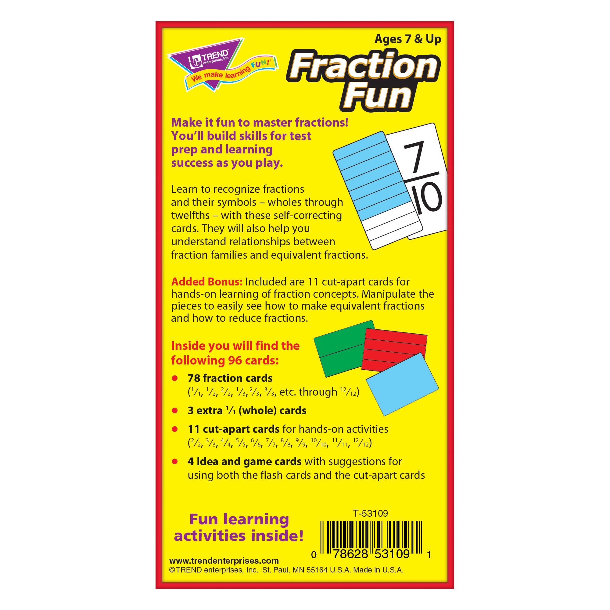 Fraction Fun Skill Drill Flash Cards, 3 Packs