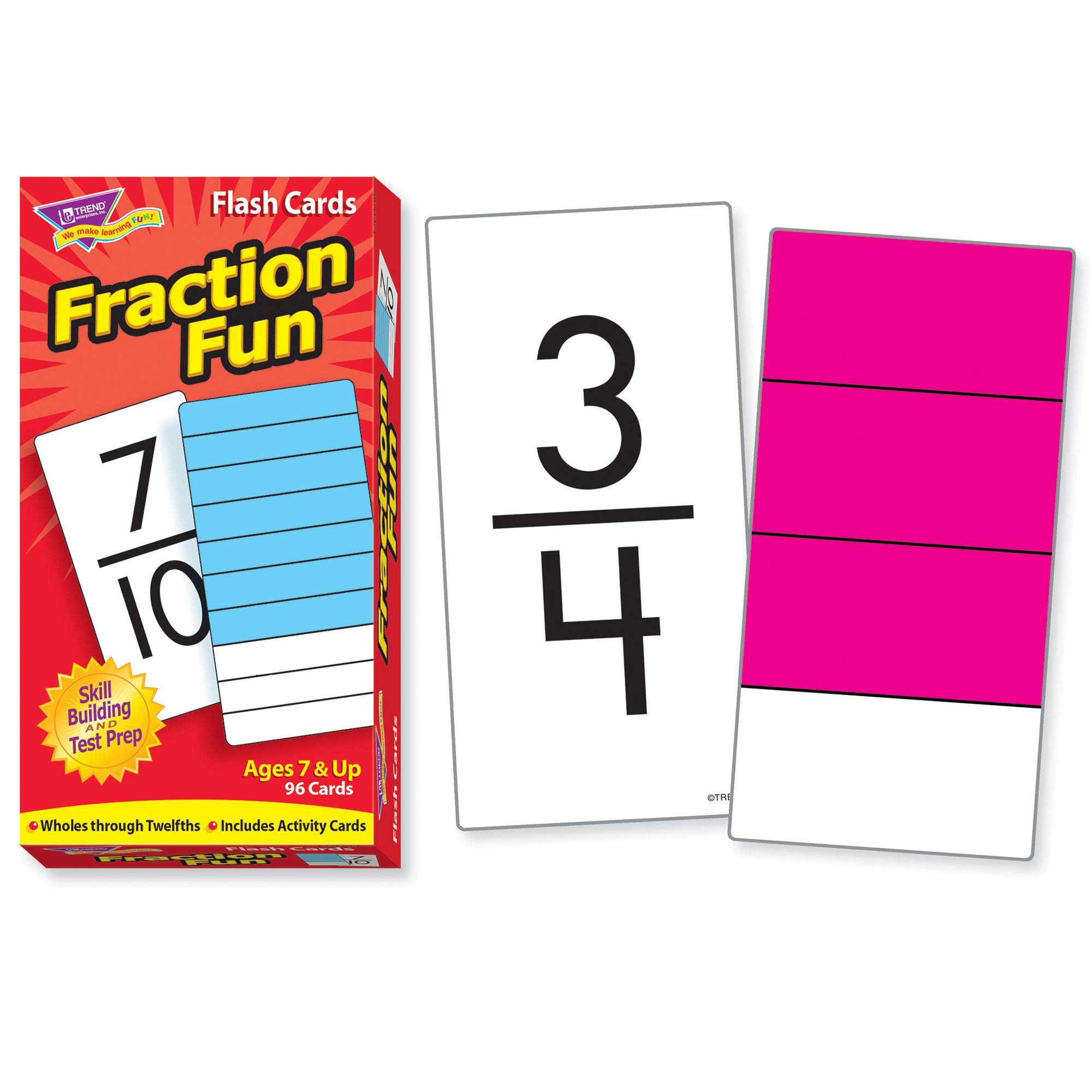 Fraction Fun Skill Drill Flash Cards, 3 Packs