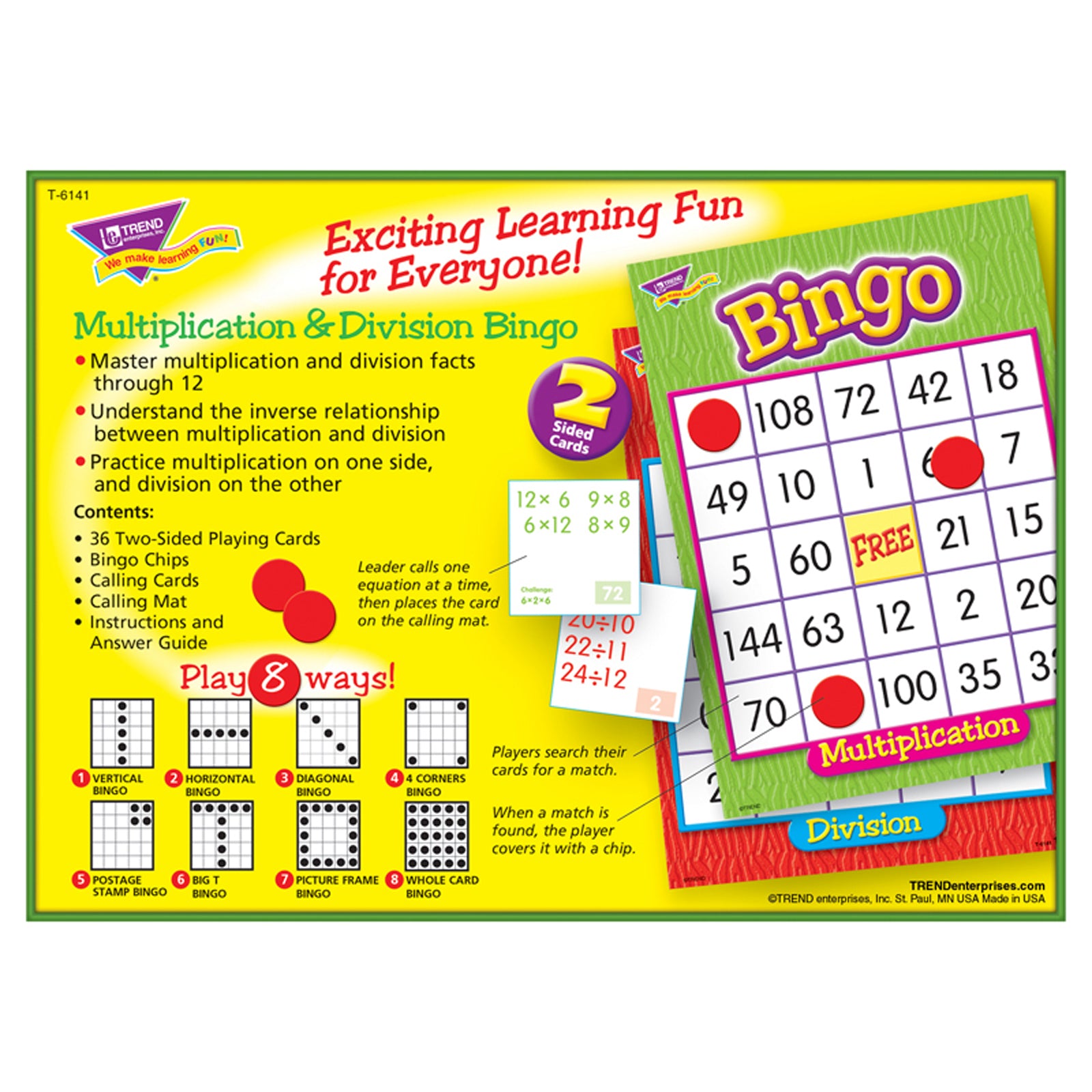 Multiplication & Division (2-sided) Bingo Game