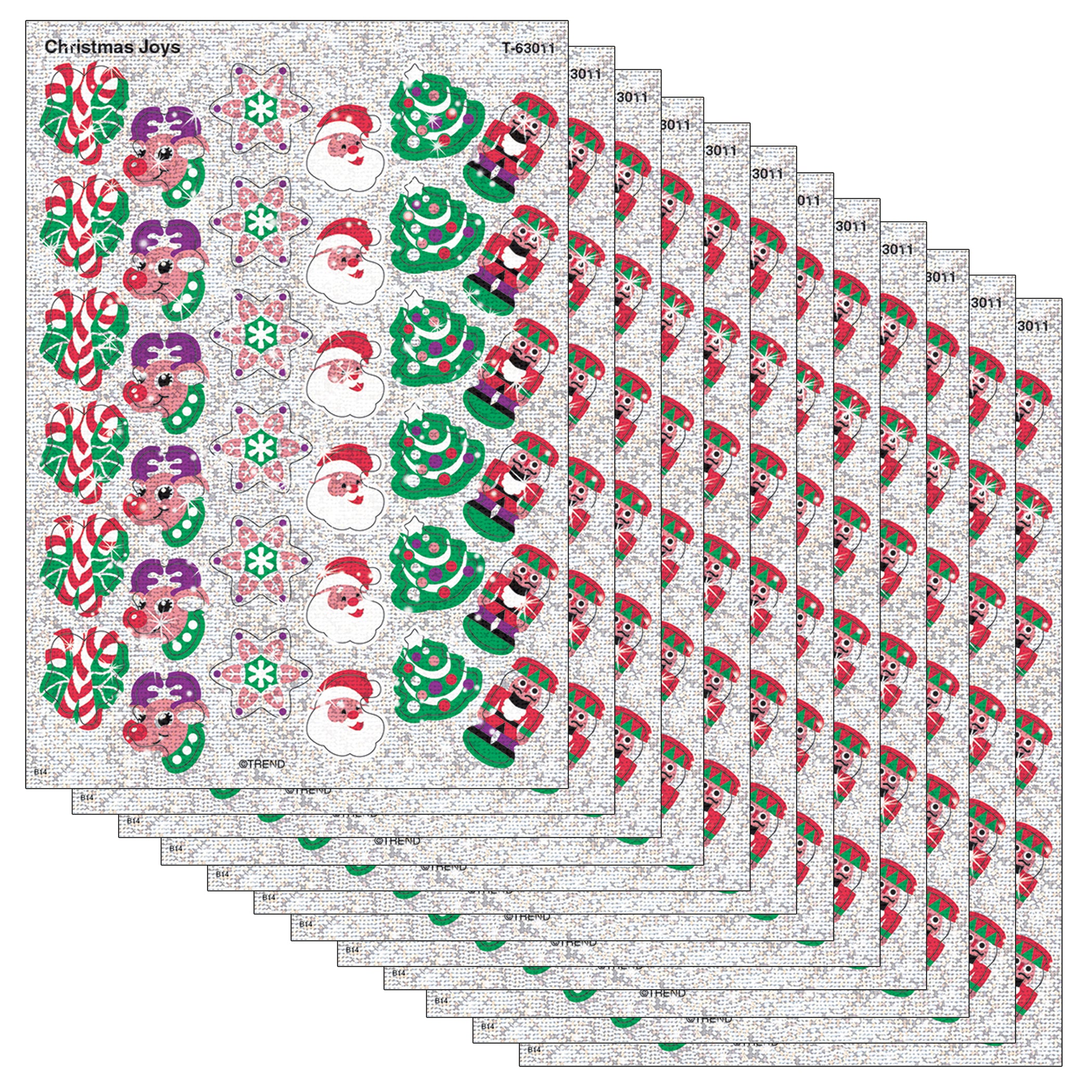 Christmas Joys Sparkle Stickers®, 72 Per Pack, 12 Packs