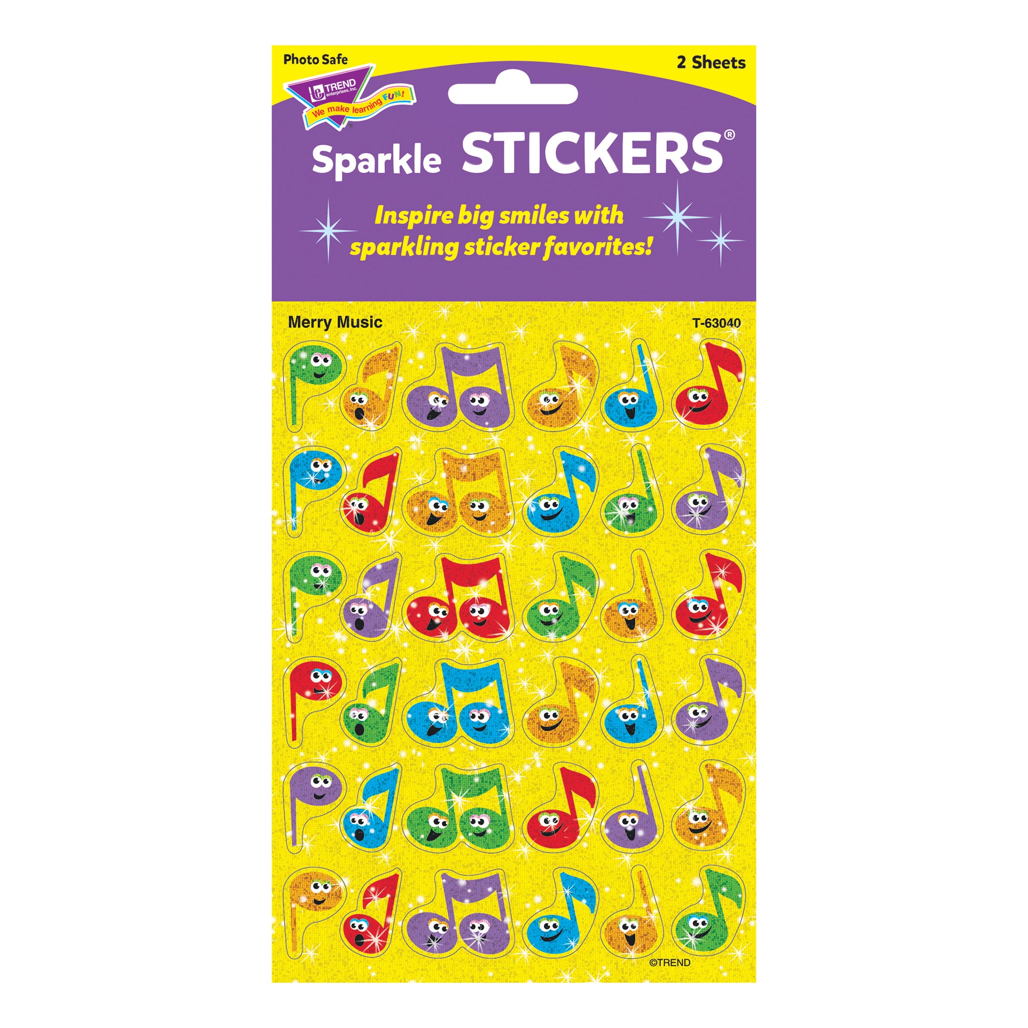 Merry Music Sparkle Stickers®, 72 Per Pack, 12 Packs