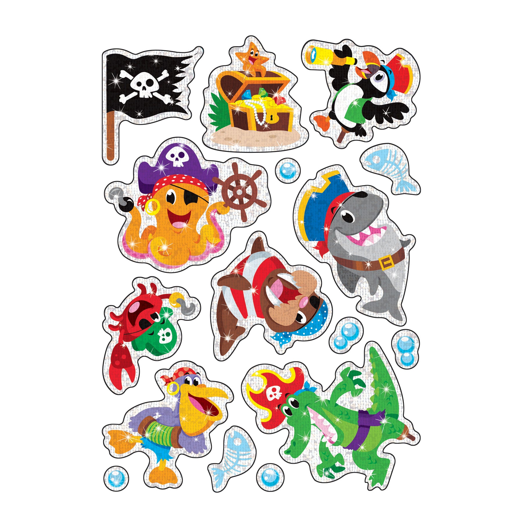 Fish Pirates & Crew Sparkle Stickers®, 32 Per Pack, 6 Packs