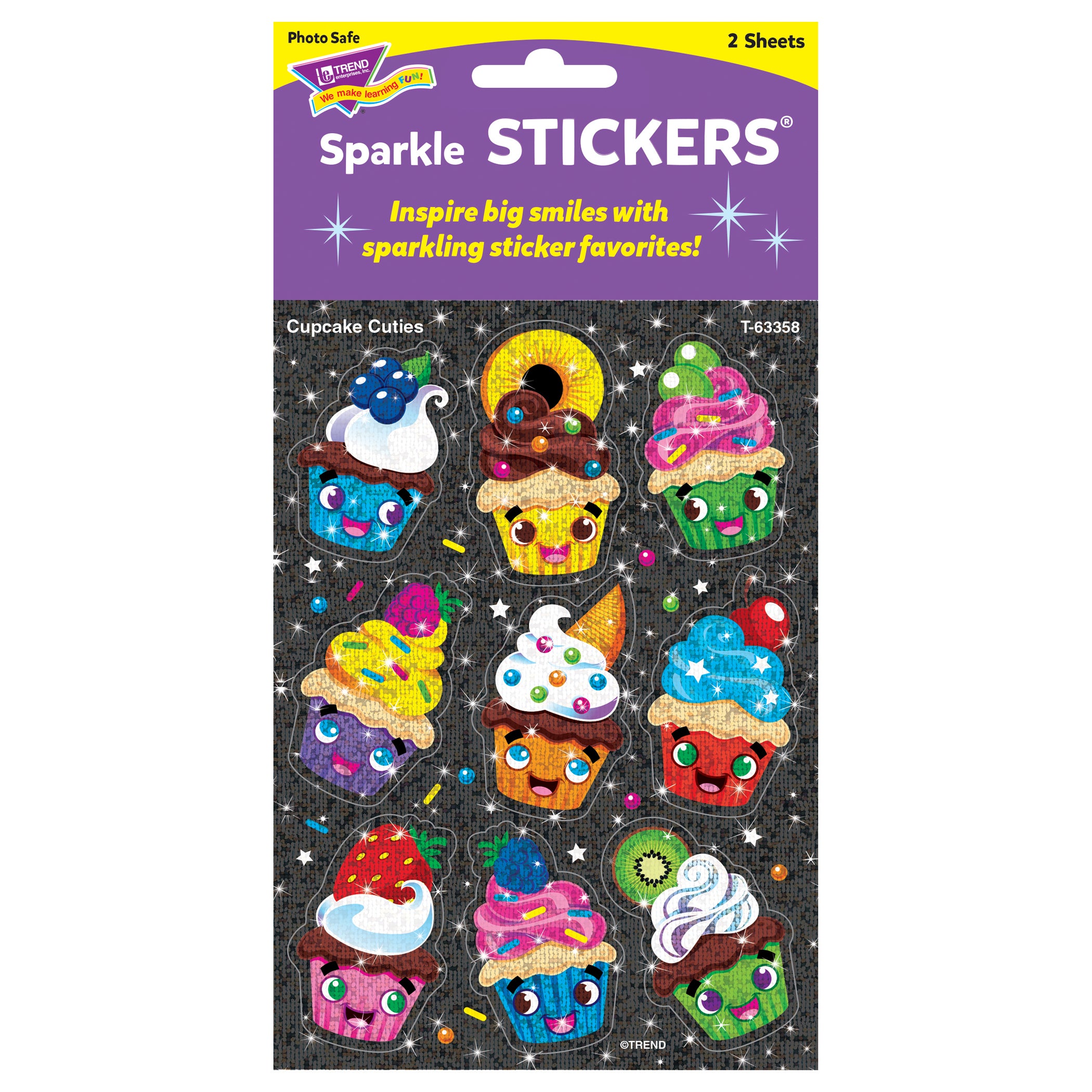 Cupcake Cuties Sparkle Stickers®, 18 Per Pack, 6 Packs