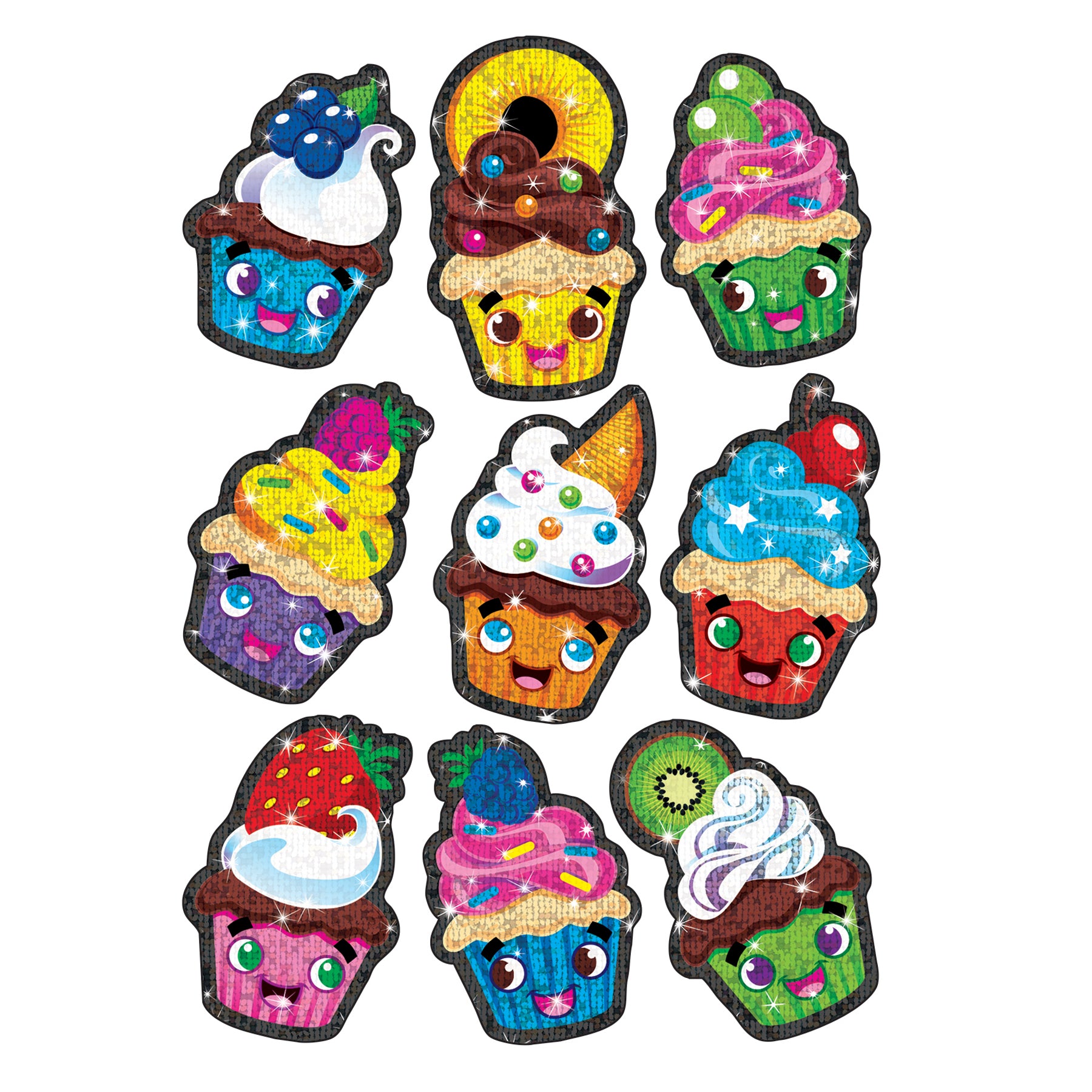 Cupcake Cuties Sparkle Stickers®, 18 Per Pack, 6 Packs