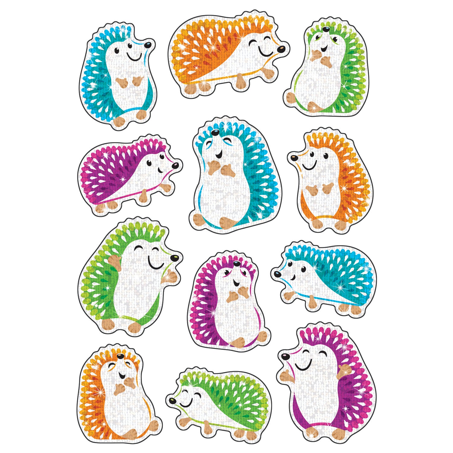 Colorful Hedgehogs Sparkle Stickers®, 24 Per Pack, 6 Packs