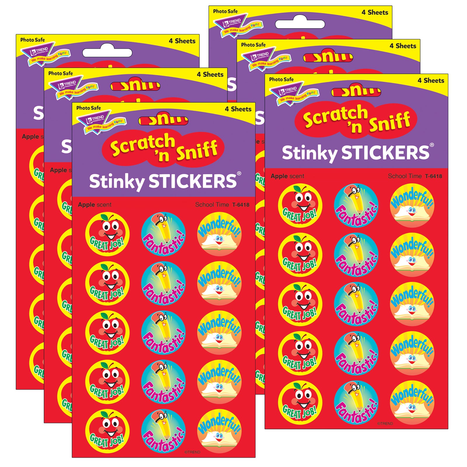 School Time/Apple Stinky Stickers®, 60 Per Pack, 6 Packs