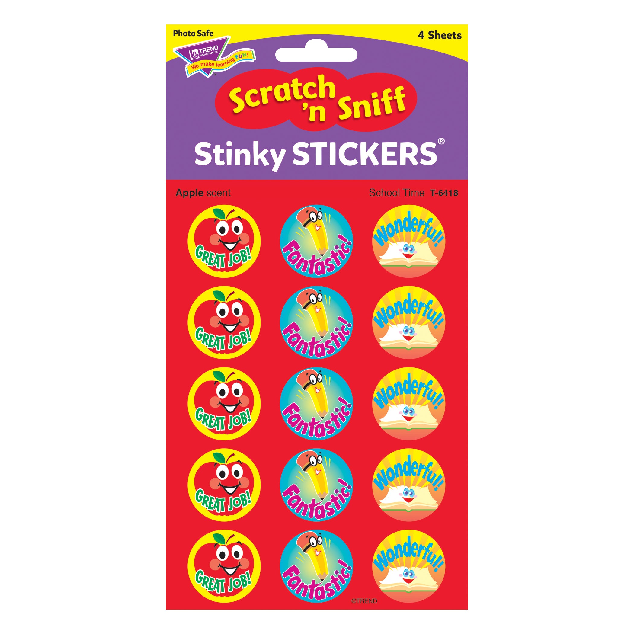 School Time/Apple Stinky Stickers®, 60 Per Pack, 6 Packs