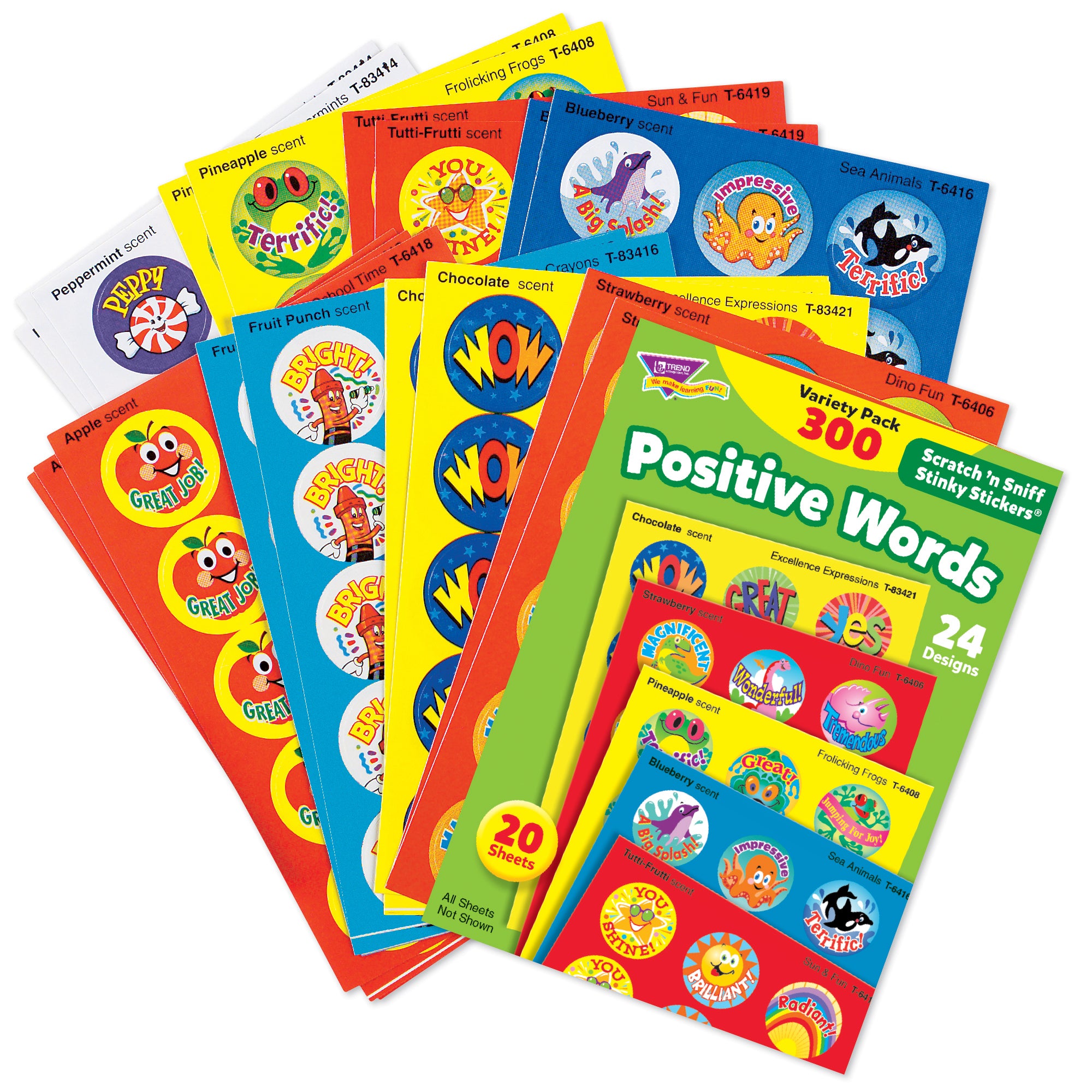 Positive Words Stinky Stickers® Variety Pack, 300 Per Pack, 3 Packs