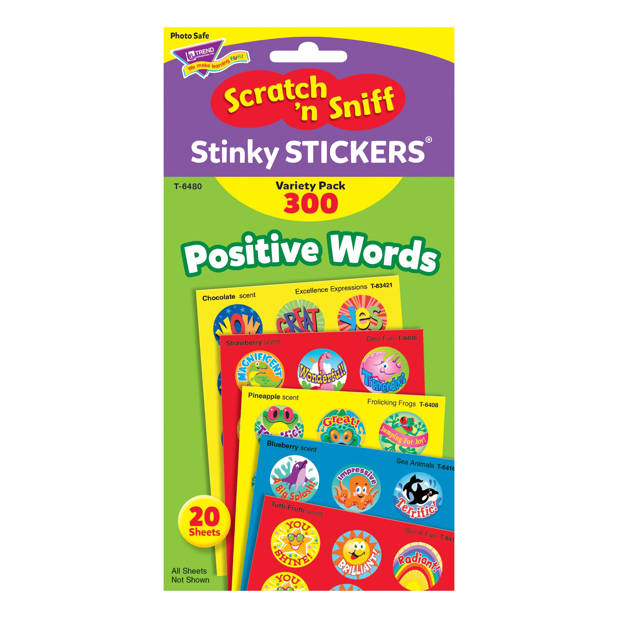 Positive Words Stinky Stickers® Variety Pack, 300 Per Pack, 3 Packs