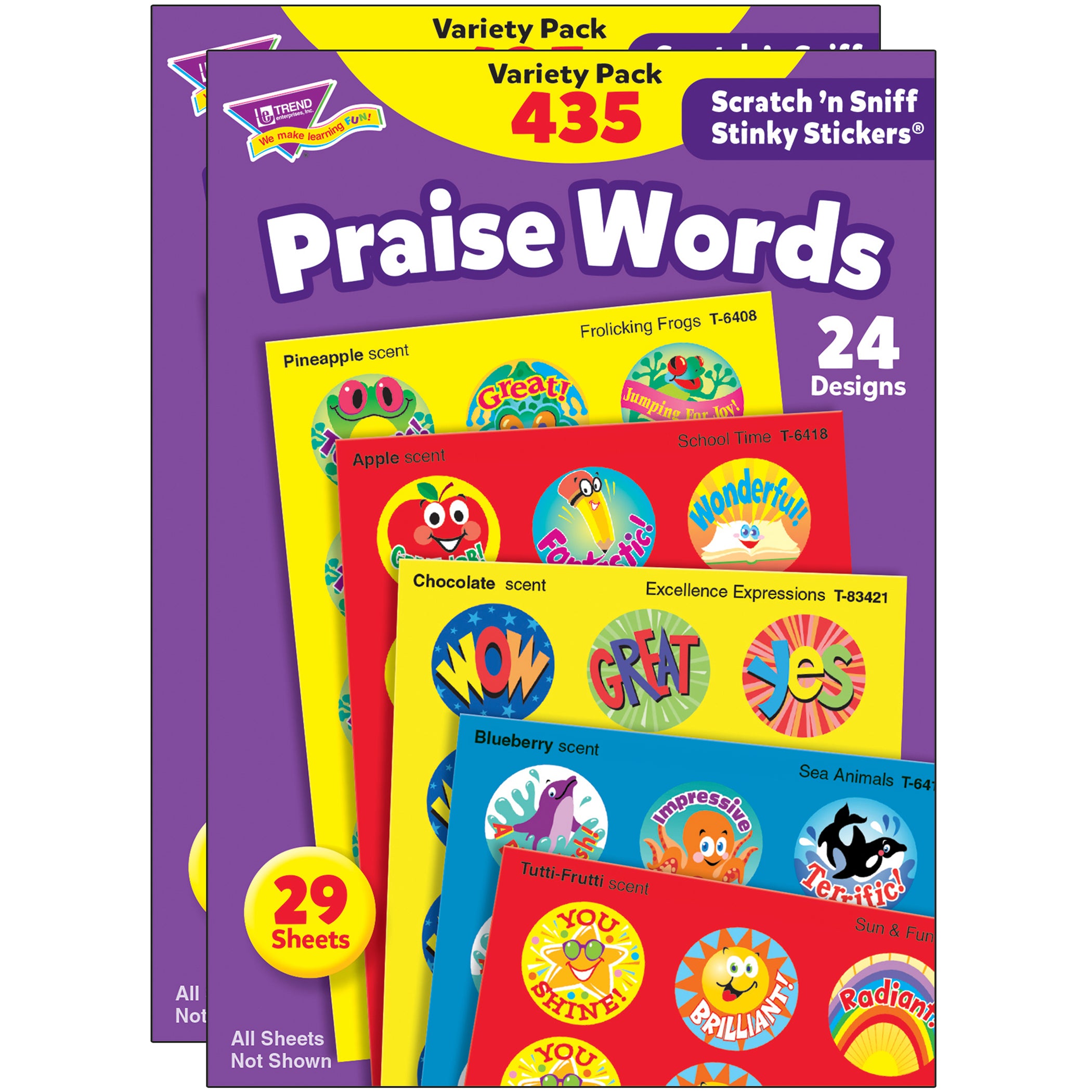 Praise Words Stinky Stickers® Variety Pack, 435 Per Pack, 2 Packs