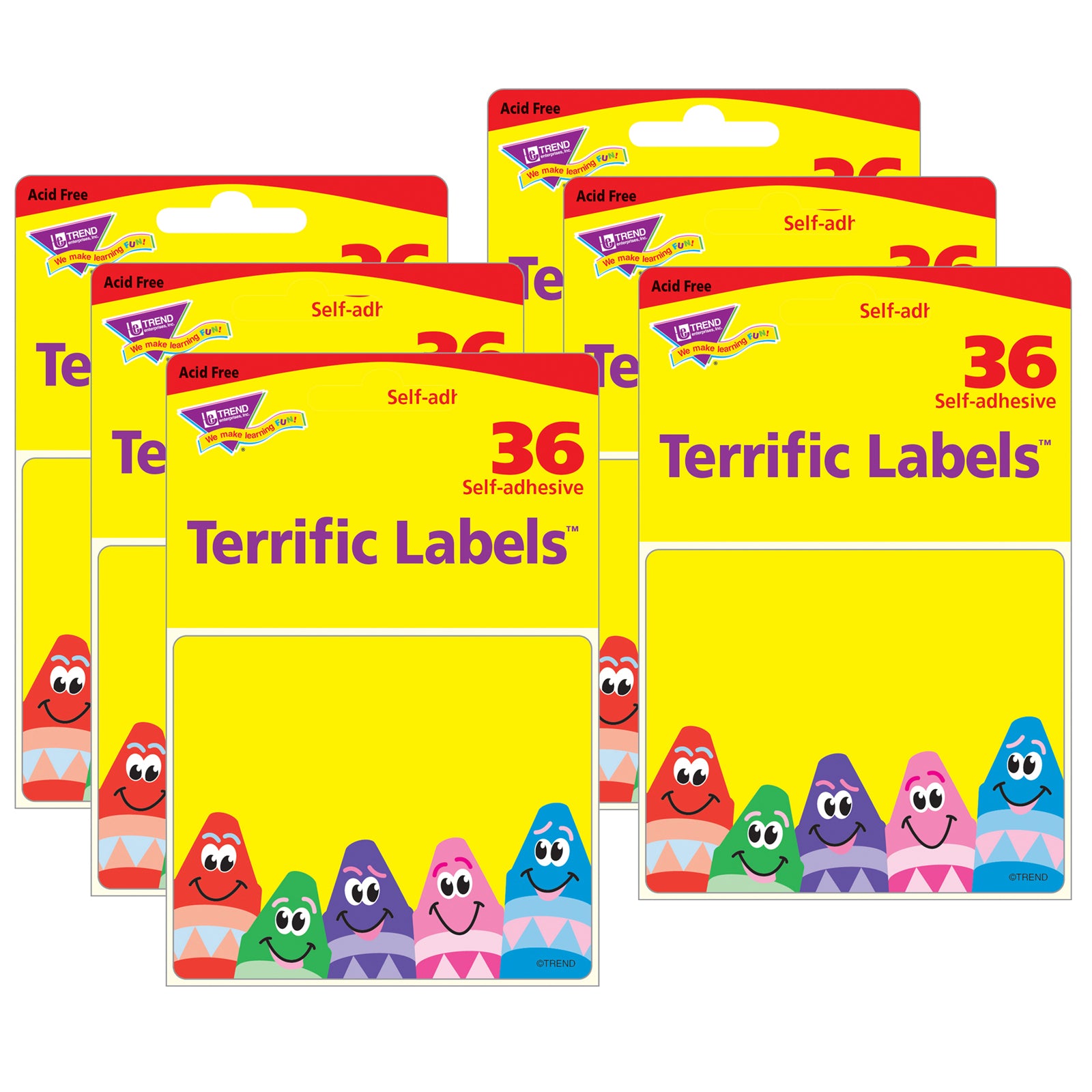 Colorful Crayons Terrific Labels™, 36 Per Pack, 6 Packs