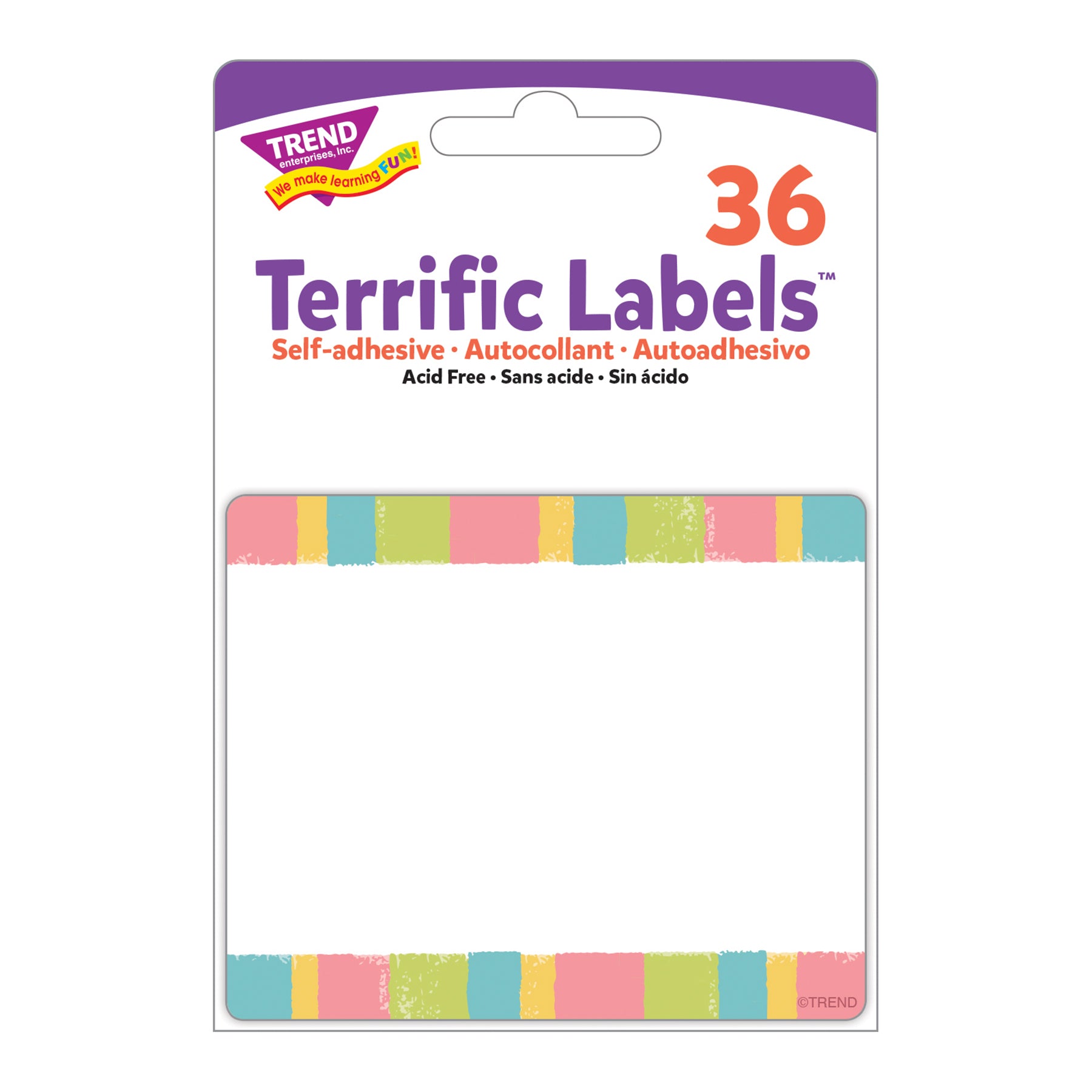 Cheerful Stripes Terrific Labels™, 36 Per Pack, 6 Packs