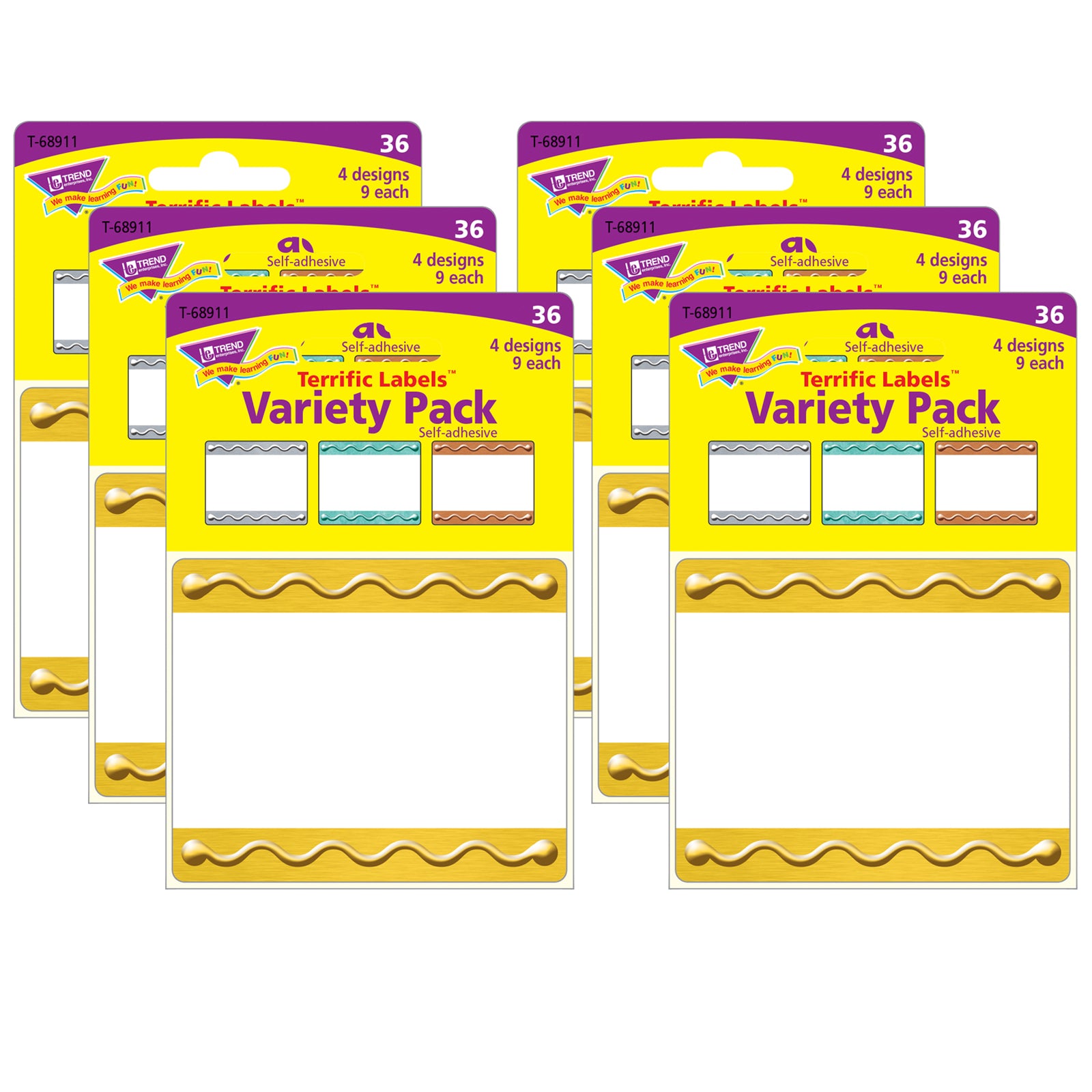 I ♥ Metal™ Embossed Terrific Labels™ Variety Pack, 36 Per Pack, 6 Packs