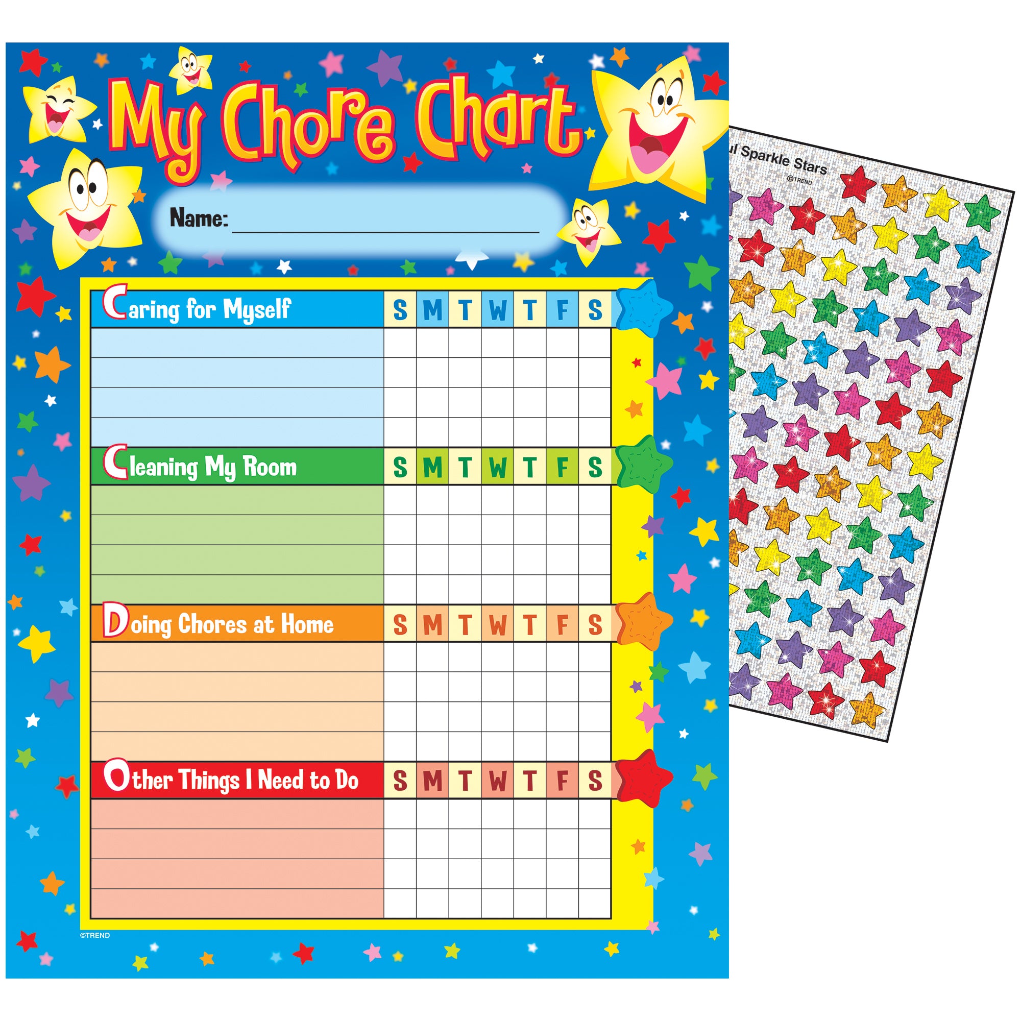 Stars Chore Charts, 25 Sheets Per Pad, Pack of 3