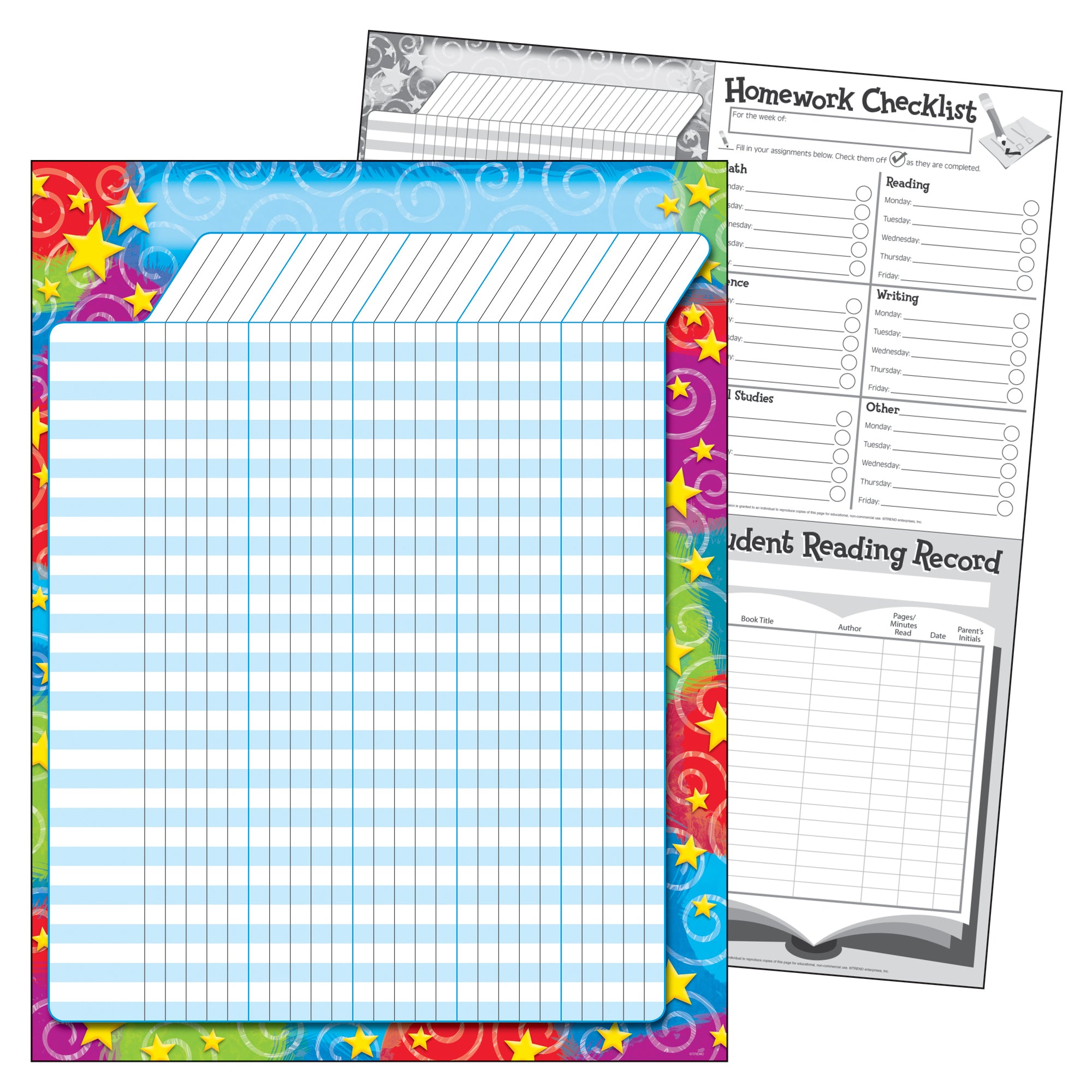 Stars 'n Swirls Incentive Chart, 17" x 22", Pack of 6