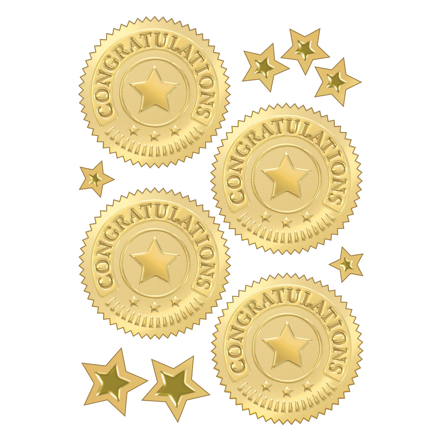 Congratulations (Gold) Award Seals Stickers, 32 Per Pack, 6 Packs