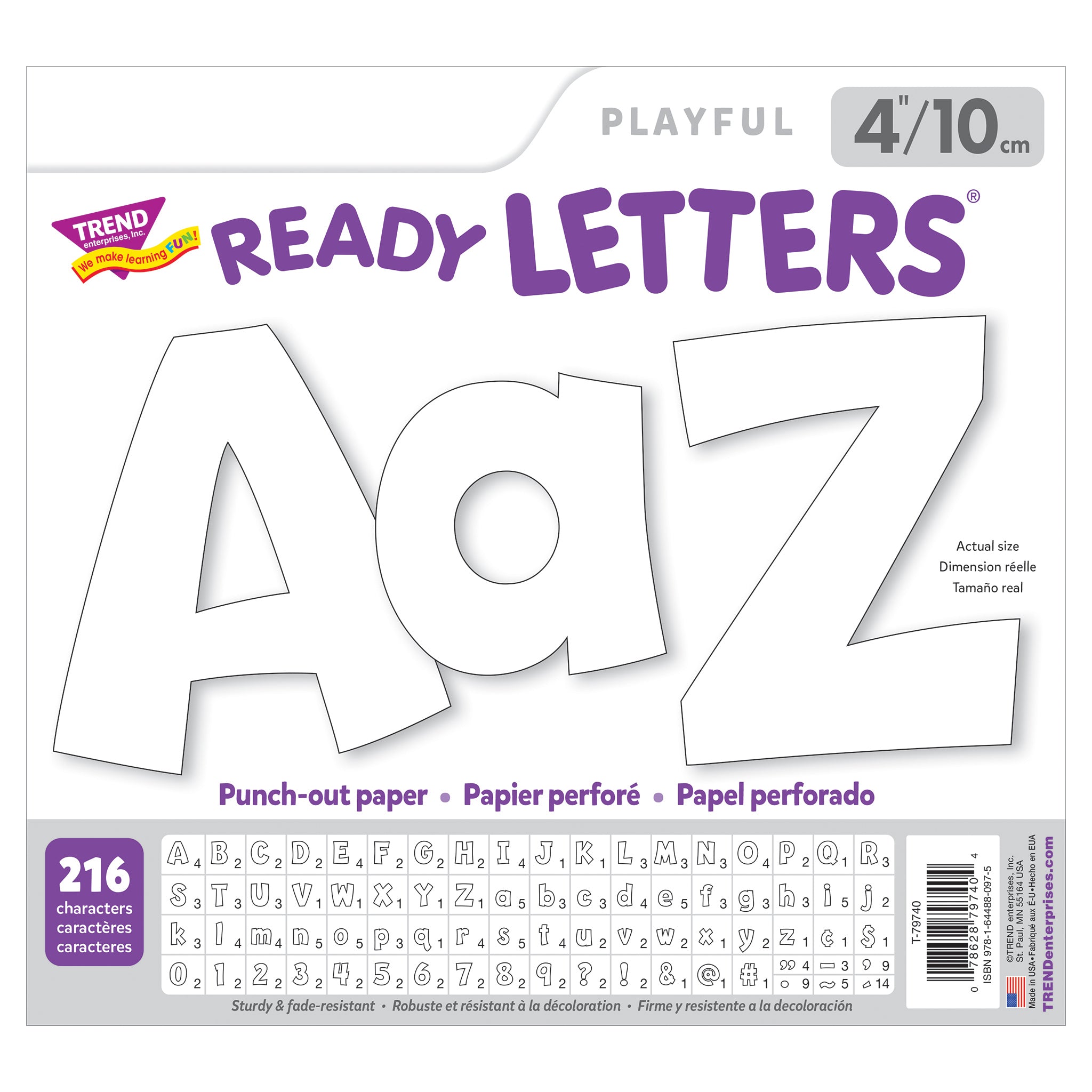 White 4" Playful Combo Ready Letters®, 216 Pieces Per Pack, 2 Packs