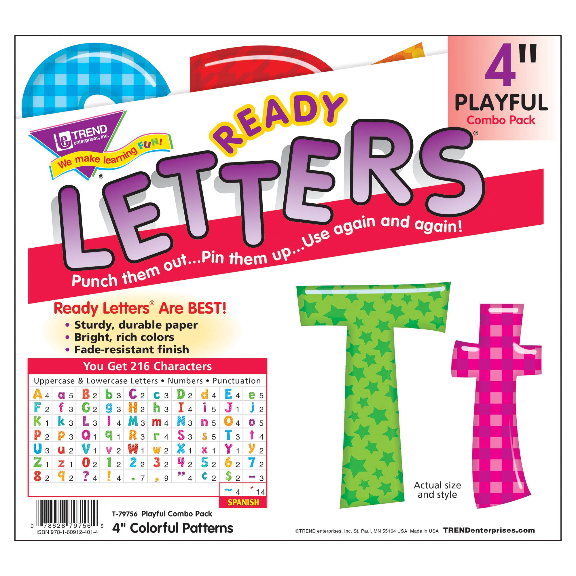 Colorful Patterns 4" Play Combo Ready Letters®, 3 Packs