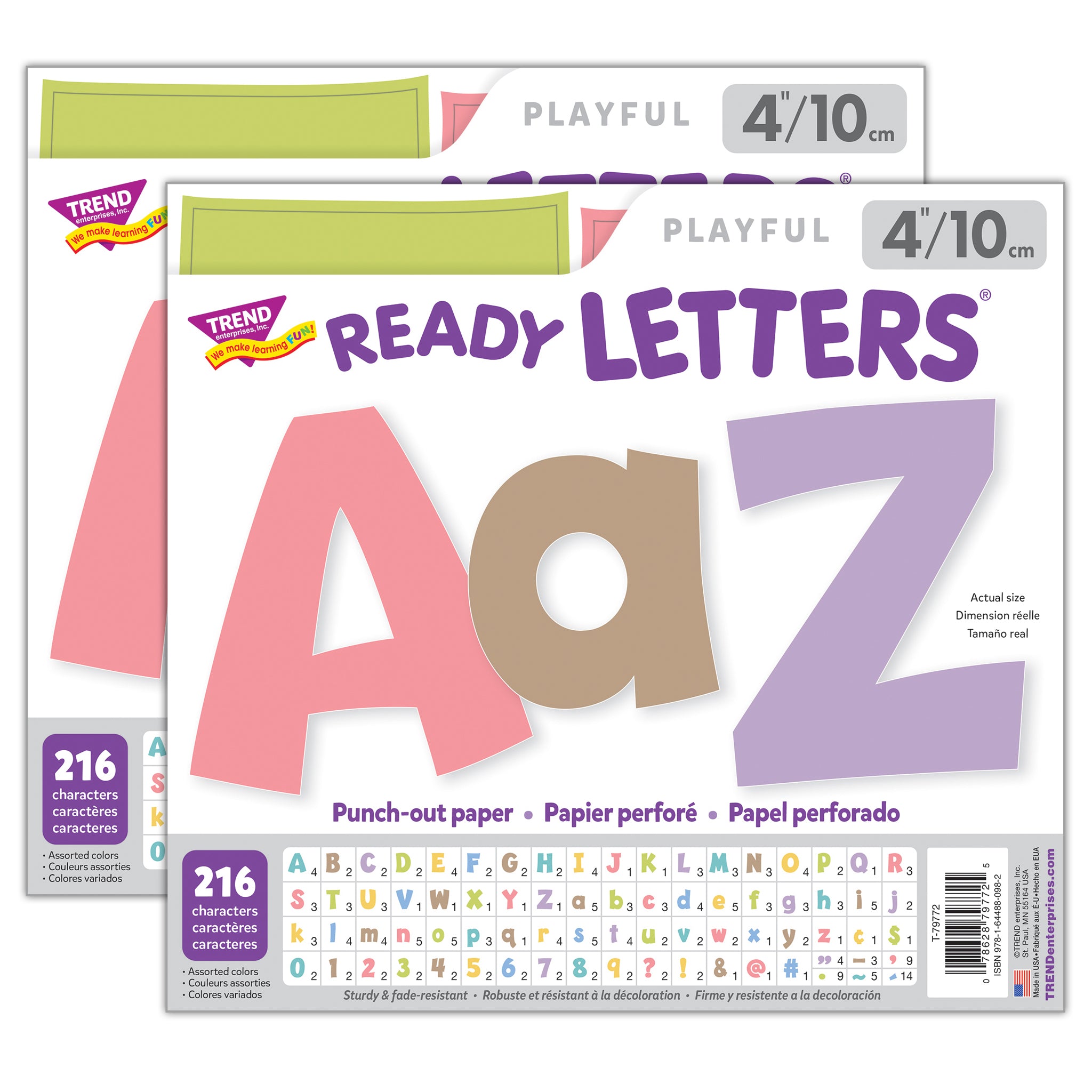 Summer Morning 4" Playful Combo Ready Letters®, 216 Pieces Per Pack, 2 Packs