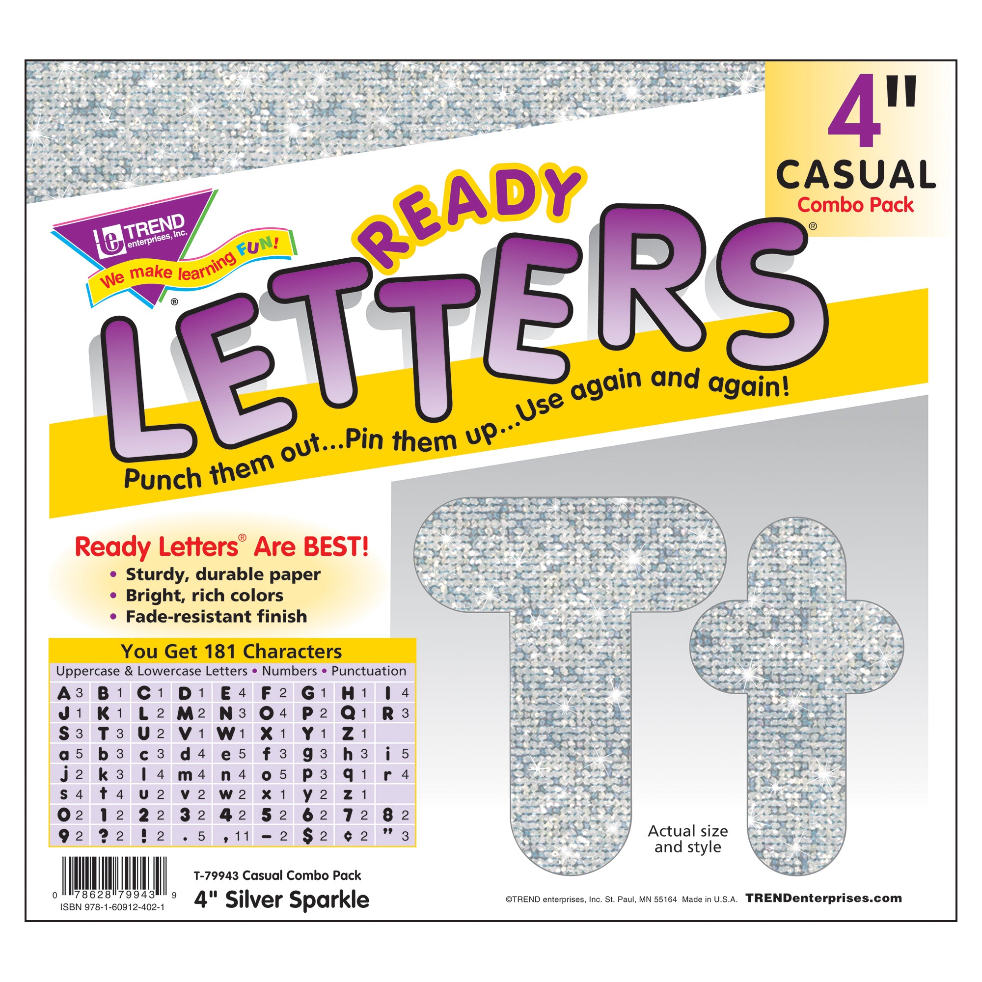 Silver Sparkle 4" Casual Combo Ready Letters®