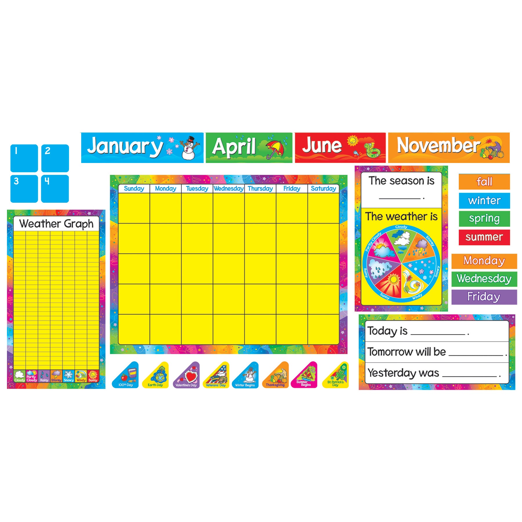 Year Around Calendar Bulletin Board Set, 2 Sets