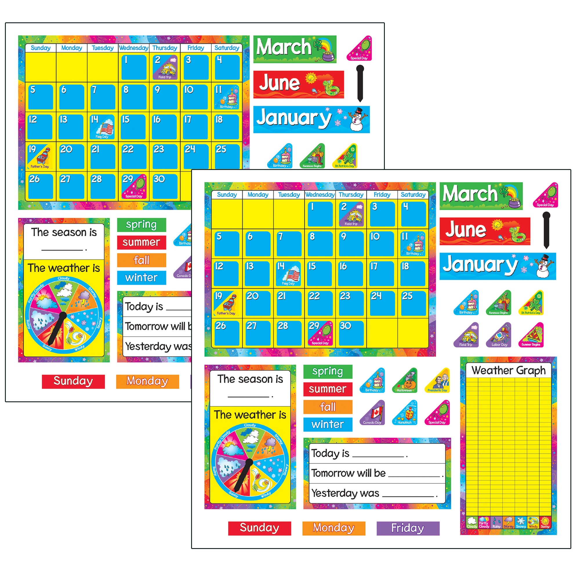 Year Around Calendar Bulletin Board Set, 2 Sets